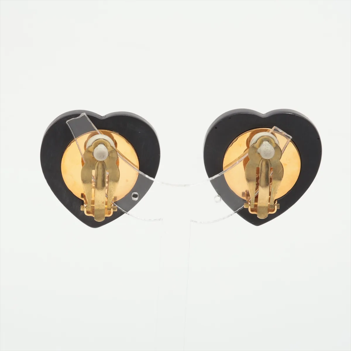 Cocomark Heart 95P Earrings (for both ears) Resin x Rhinestone Red x Black — view 2