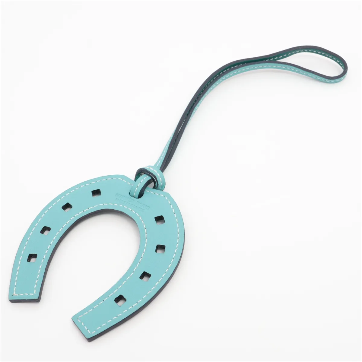 Paddock Cheval charm, Veau Swift leather, green x blue. Shows signs of wear, — view 2