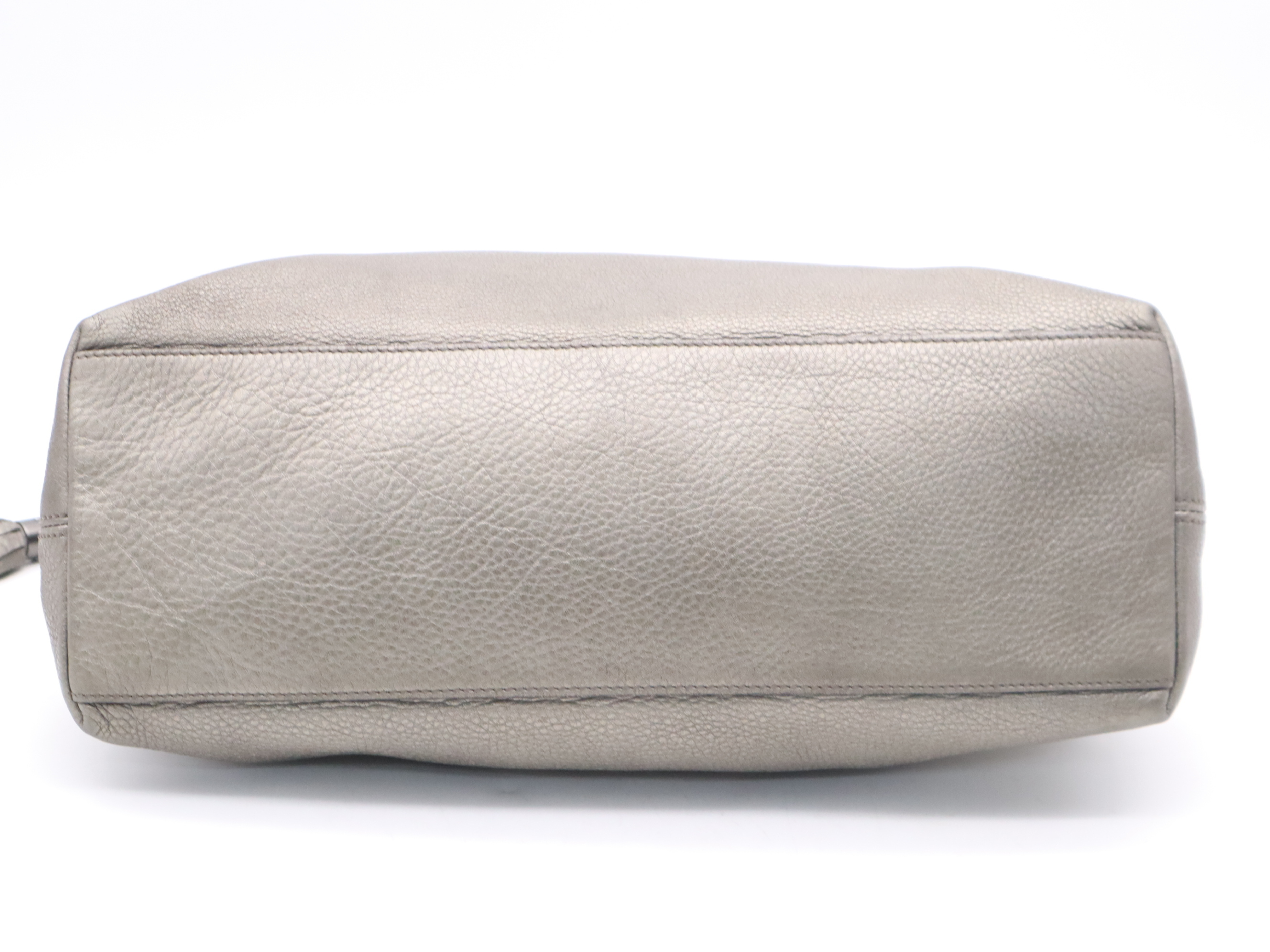 Leather Soho Interlocking G Chain Shoulder Bag, Gray Metallic Silver Hardware, with Charm. — view 4