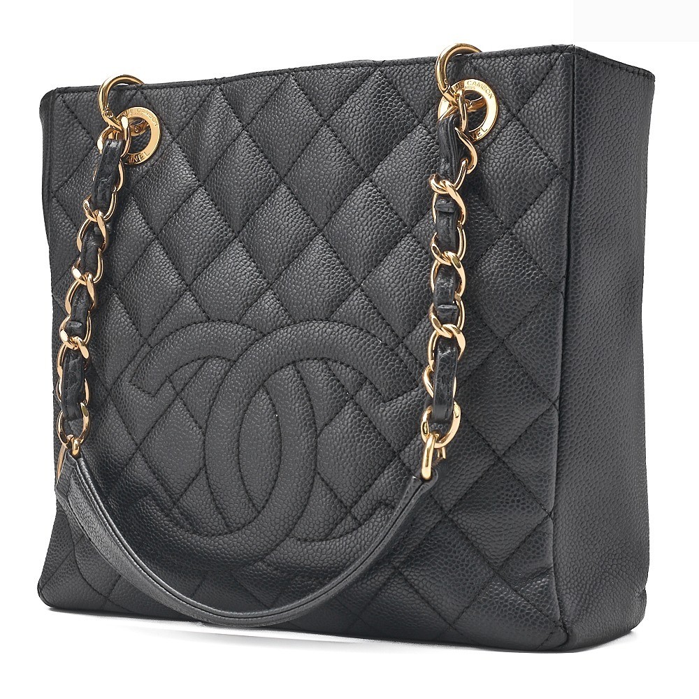 Caviar leather Matelassé PST chain shoulder bag, black, gold hardware, serial number 15 series. — view 3