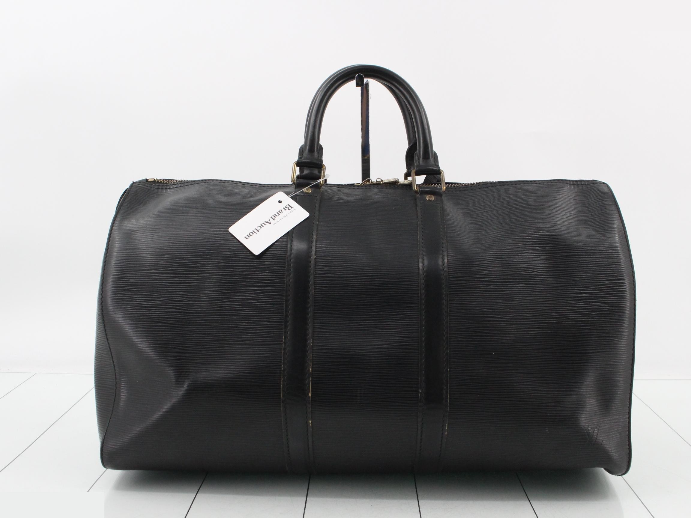 Keepall 45 Noir VI8911 with Poigne name tag — view 2