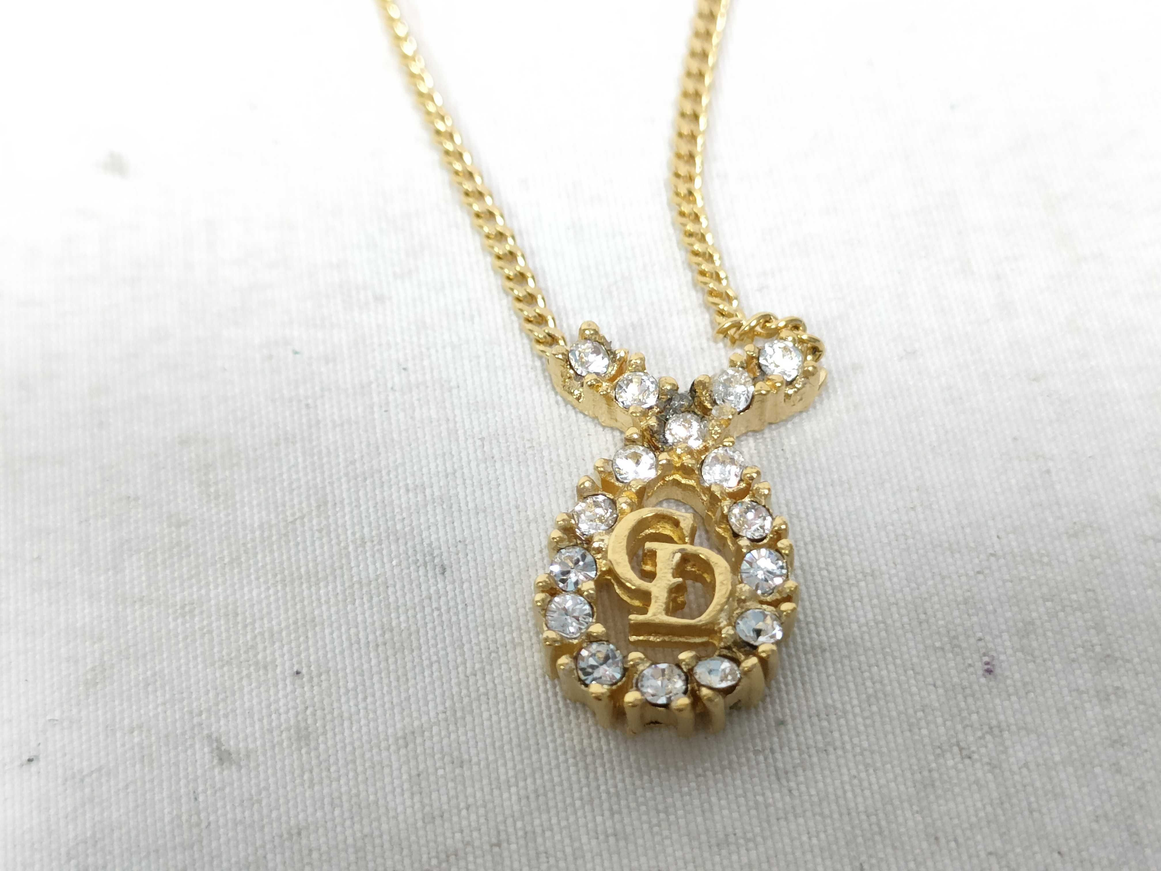 CD Ribbon Motif Rhinestone Necklace — view 2