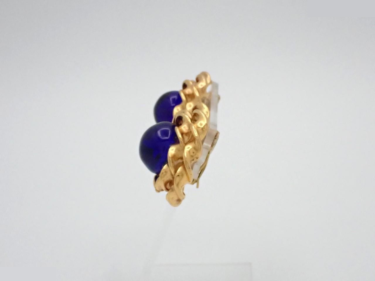 colored stone flower motif earrings 04/P — view 3