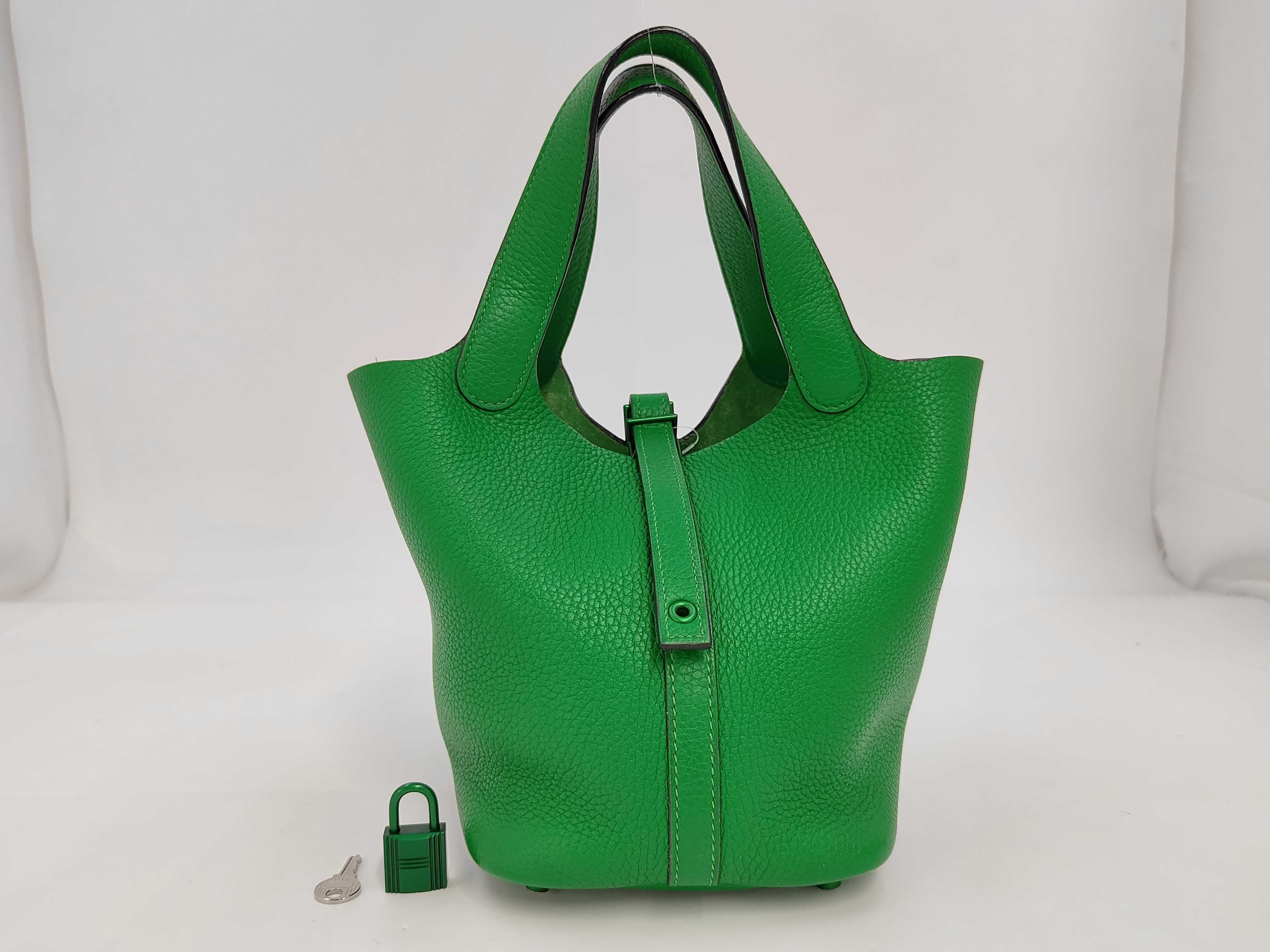 Picotin Lock PM Monochrome Taurillon Bamboo Z Stamp SV Handbag