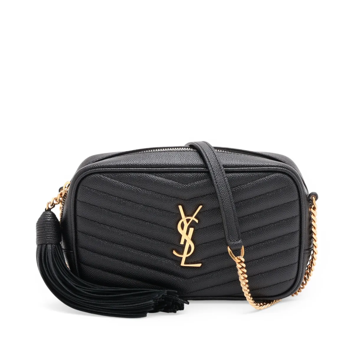 Lou Leather Chain Shoulder Bag, Black, 585040