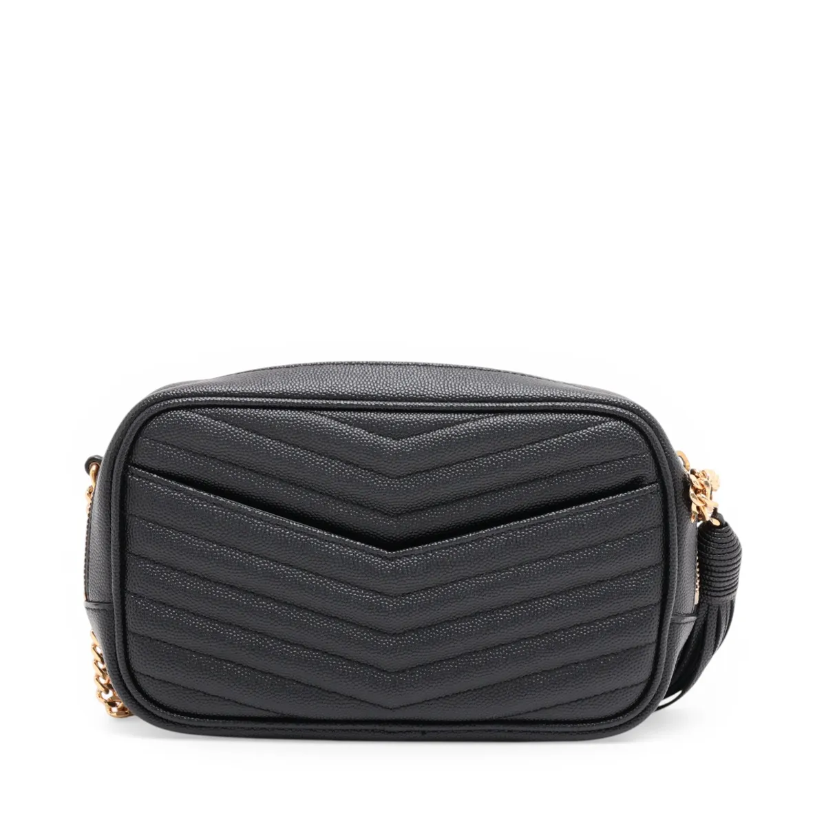 Lou Leather Chain Shoulder Bag, Black, 585040 — view 2