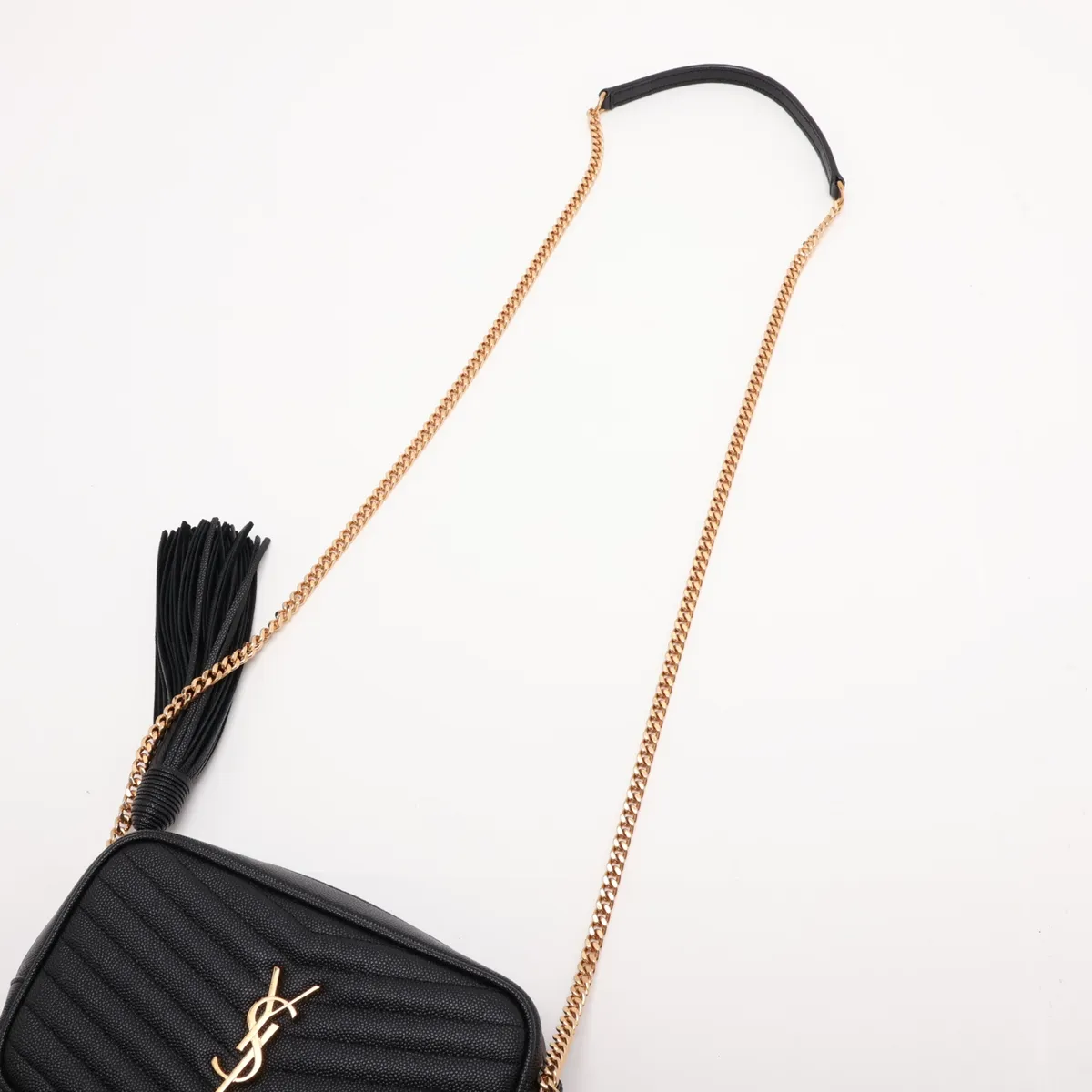 Lou Leather Chain Shoulder Bag, Black, 585040 — view 5