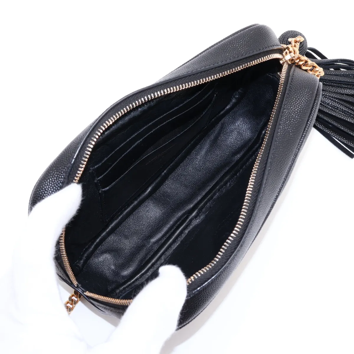 Lou Leather Chain Shoulder Bag, Black, 585040 — view 6