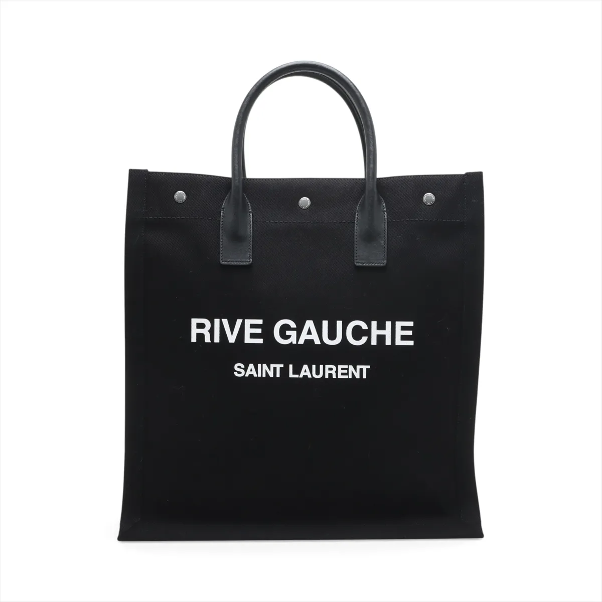 Rive Gauche Canvas x Leather Tote Bag, Black, 632539