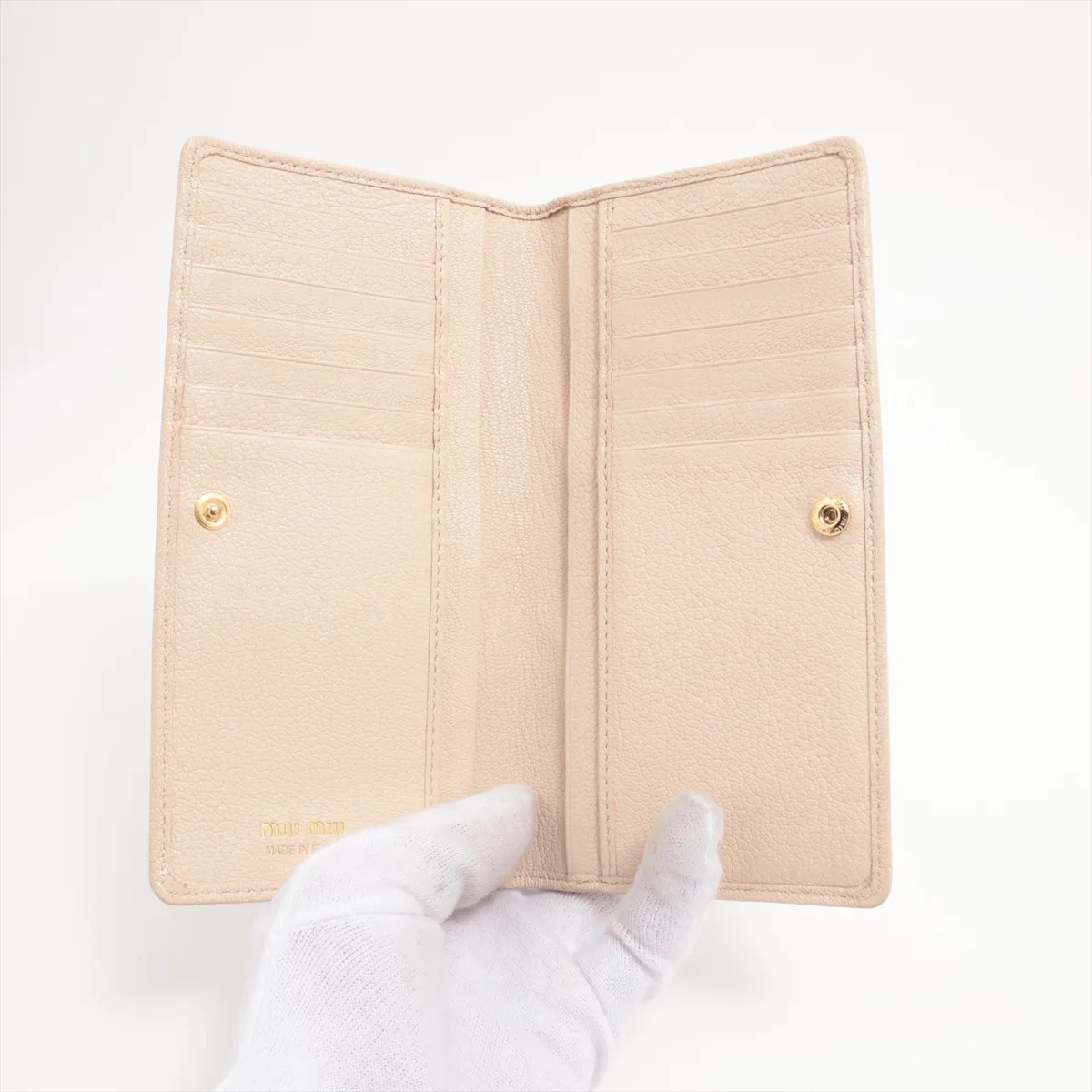 Leather Long Wallet Beige — view 3