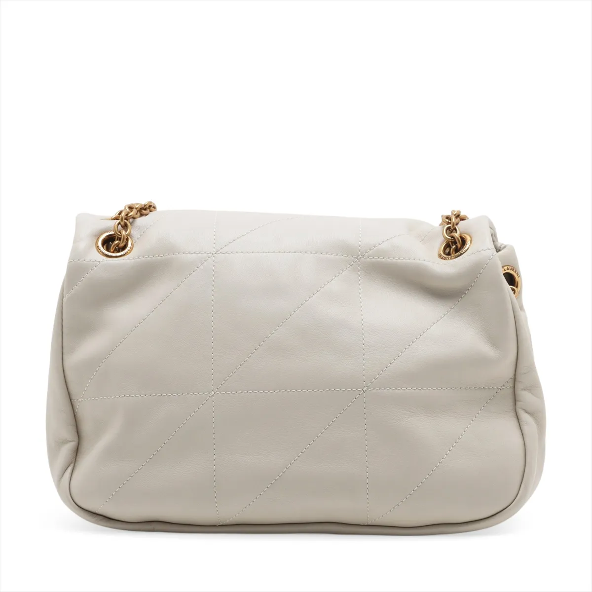 Jamie Leather Chain Shoulder Bag, White, 763475 — view 2