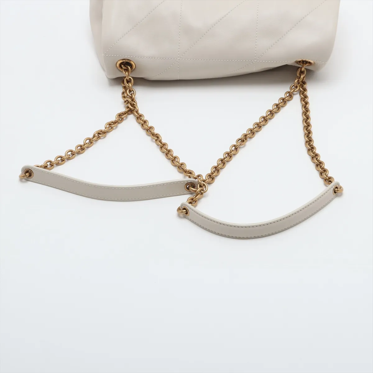 Jamie Leather Chain Shoulder Bag, White, 763475 — view 5