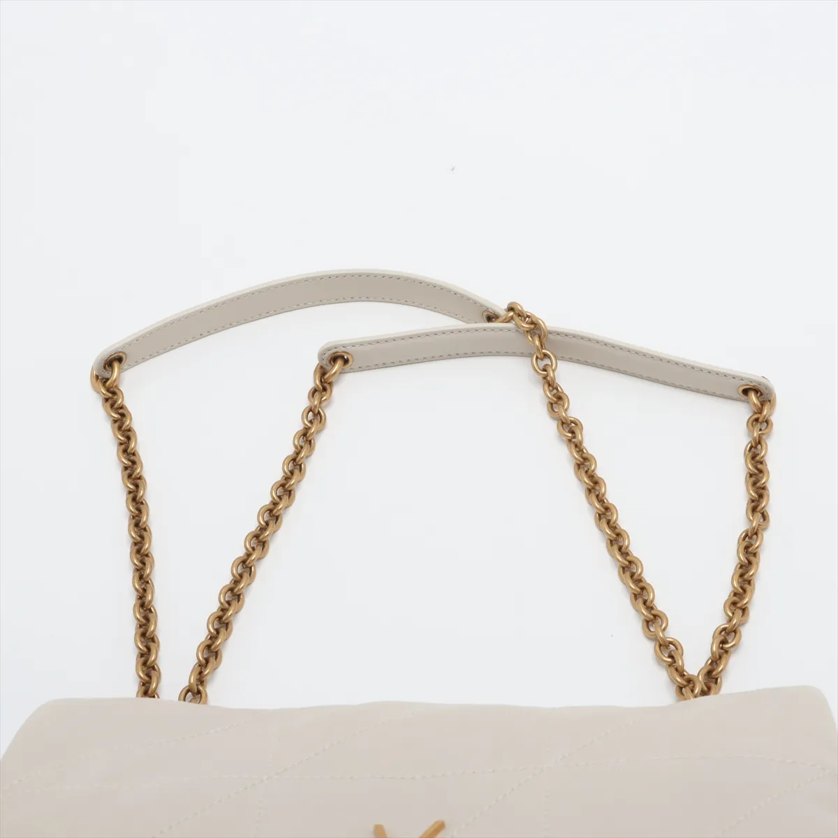 Jamie Leather Chain Shoulder Bag, White, 763475 — view 6