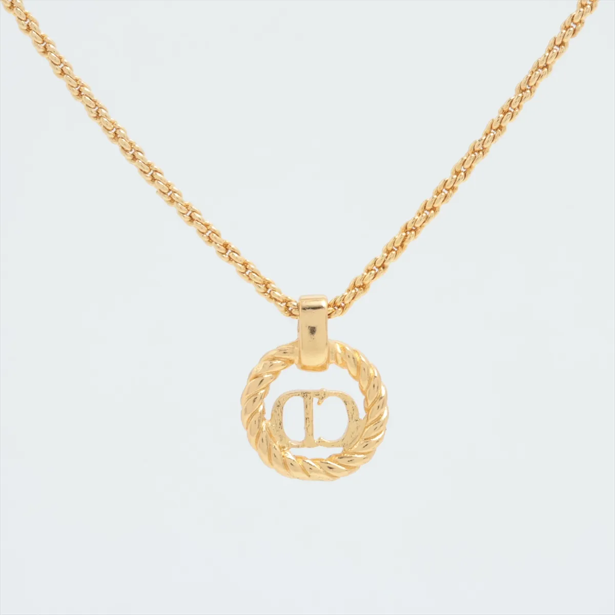 CD logo necklace, GP gold. Shows signs of wear, — view 2