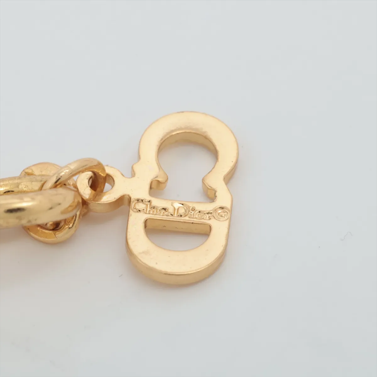 CD logo necklace, GP gold. Shows signs of wear, — view 4