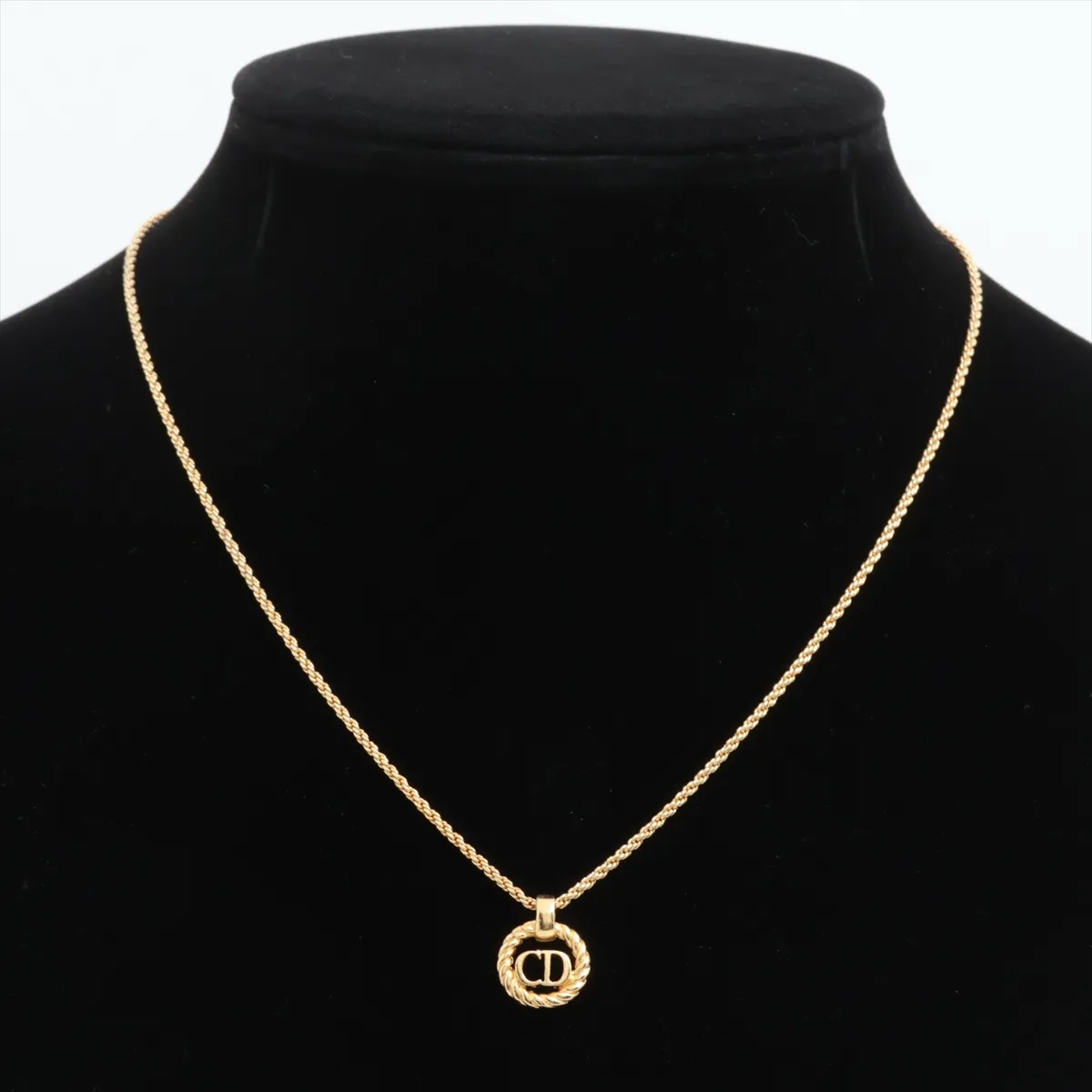 CD logo necklace, GP gold. Shows signs of wear, — view 5