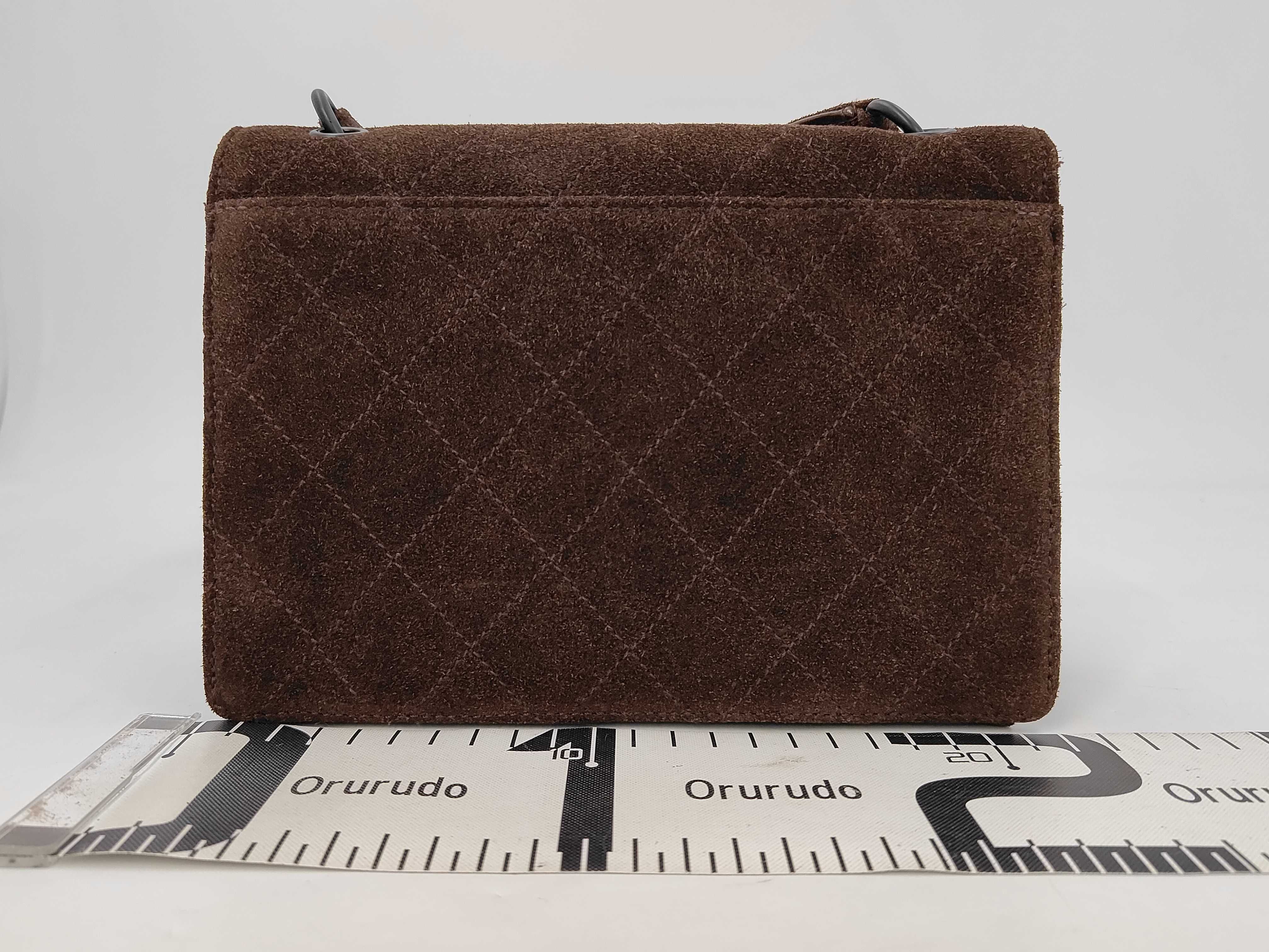Full Flap Shoulder Bag, Suede, Brown, Black Hardware, 5448067 (Shoulder Bag) — view 2