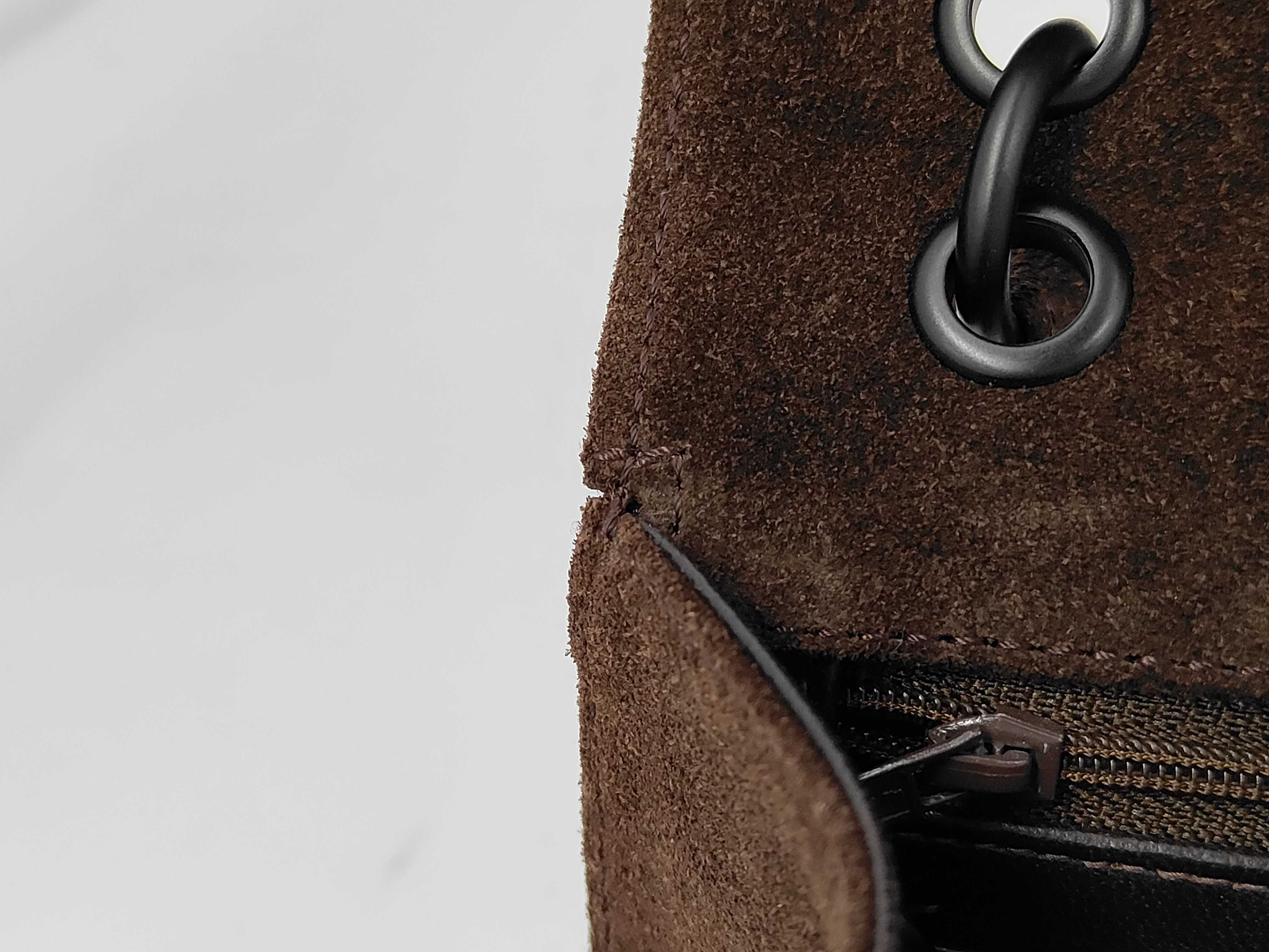 Full Flap Shoulder Bag, Suede, Brown, Black Hardware, 5448067 (Shoulder Bag) — view 11