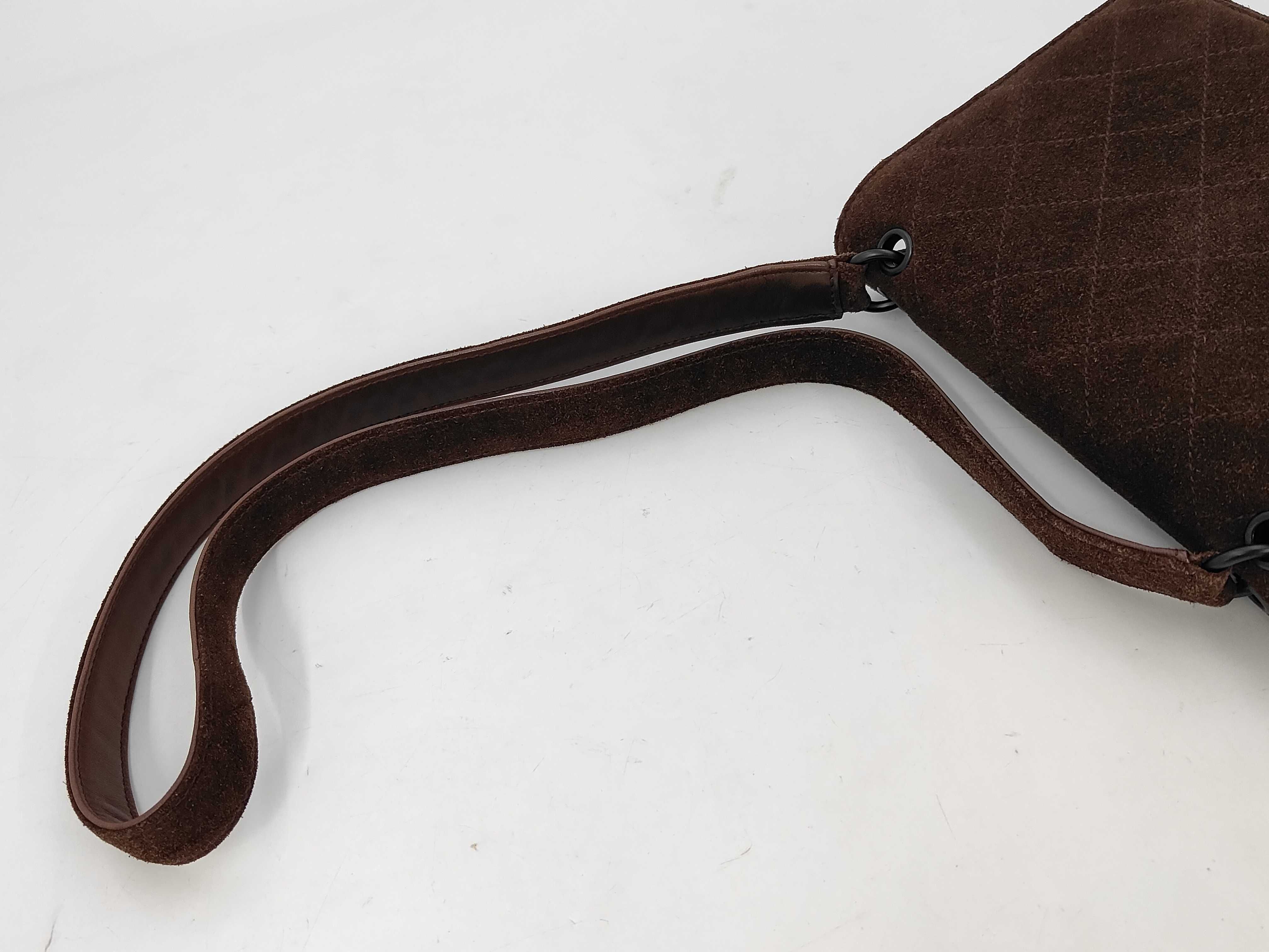 Full Flap Shoulder Bag, Suede, Brown, Black Hardware, 5448067 (Shoulder Bag) — view 3