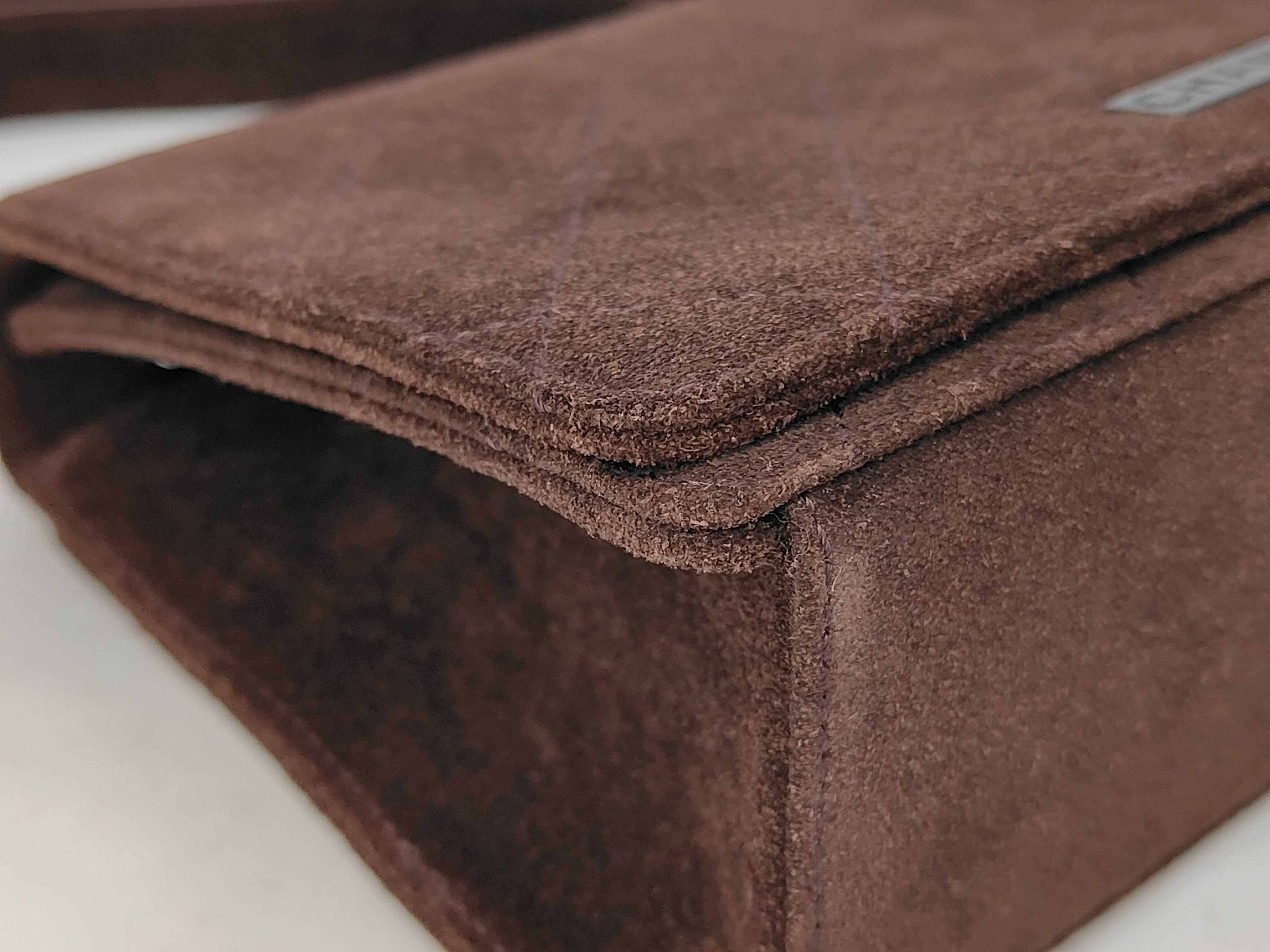 Full Flap Shoulder Bag, Suede, Brown, Black Hardware, 5448067 (Shoulder Bag) — view 6