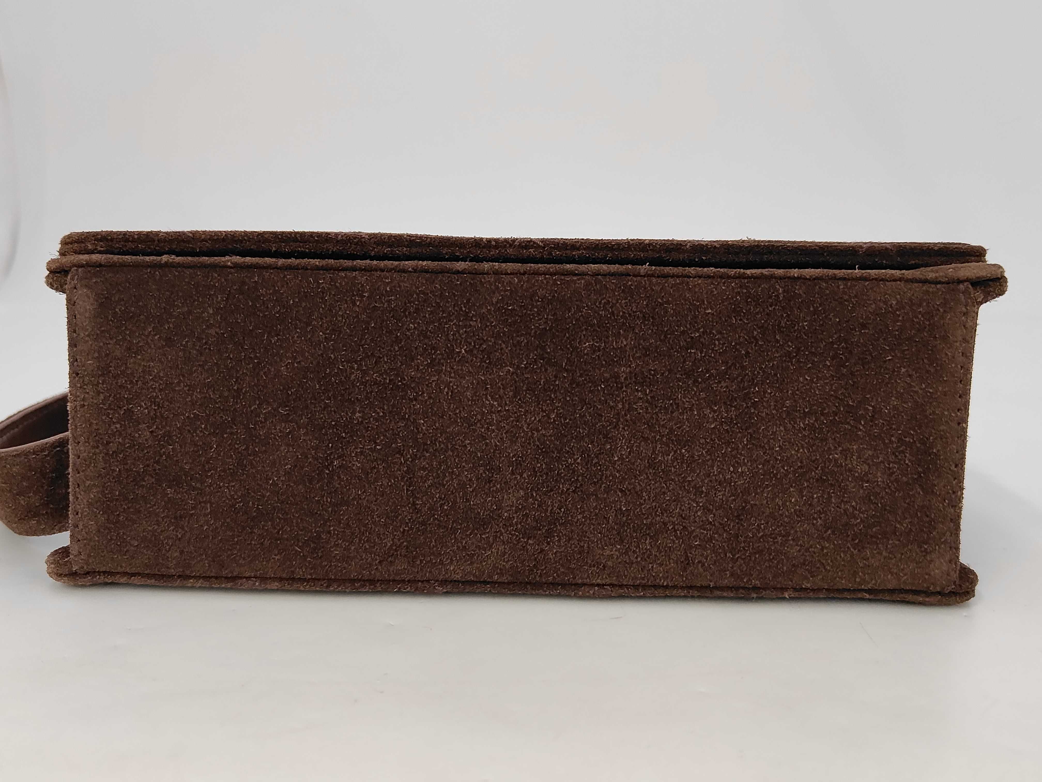 Full Flap Shoulder Bag, Suede, Brown, Black Hardware, 5448067 (Shoulder Bag) — view 7