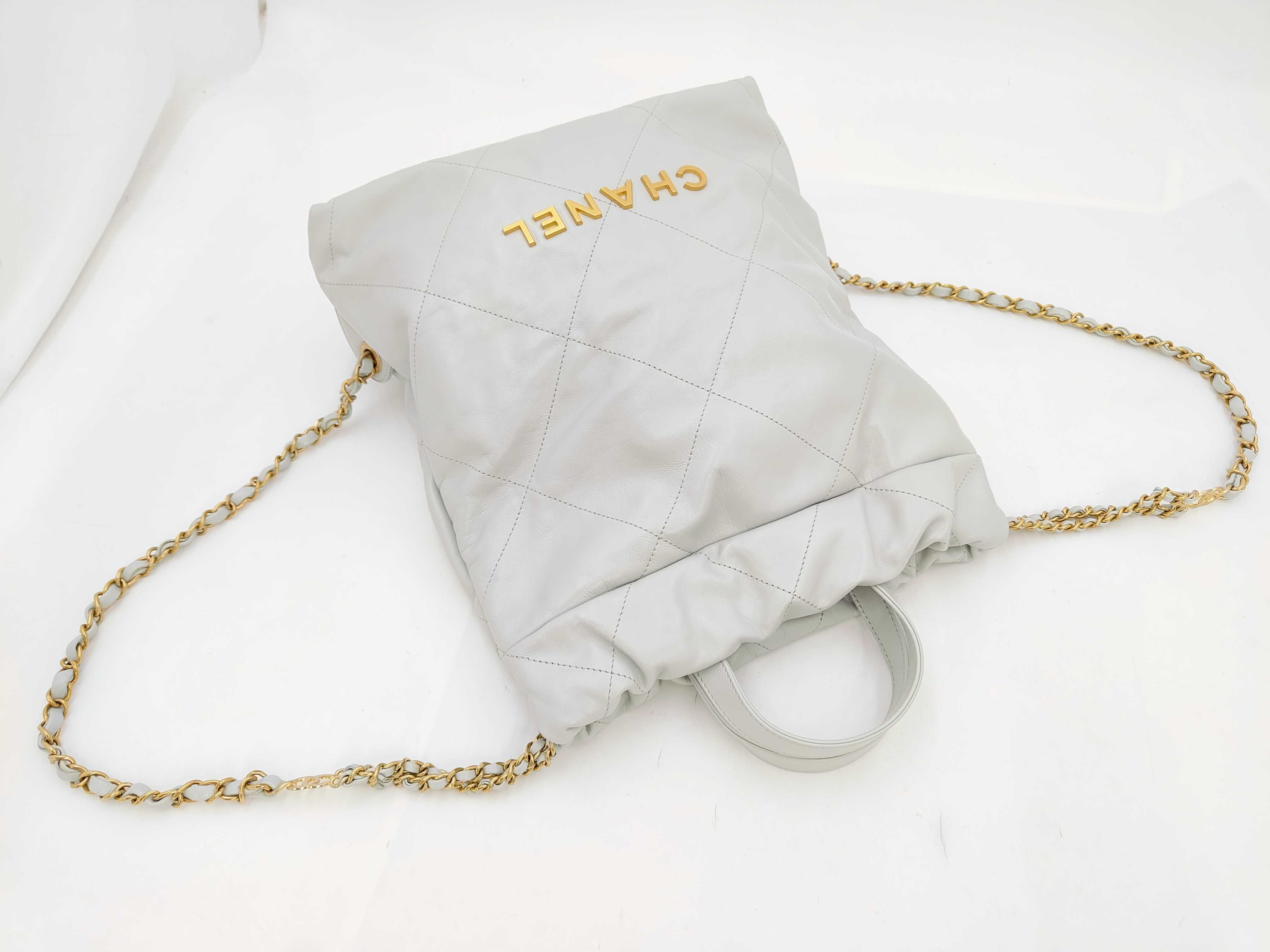 22 Small Bag, Light Blue, Gold Hardware, Chip Shoulder Bag — view 3