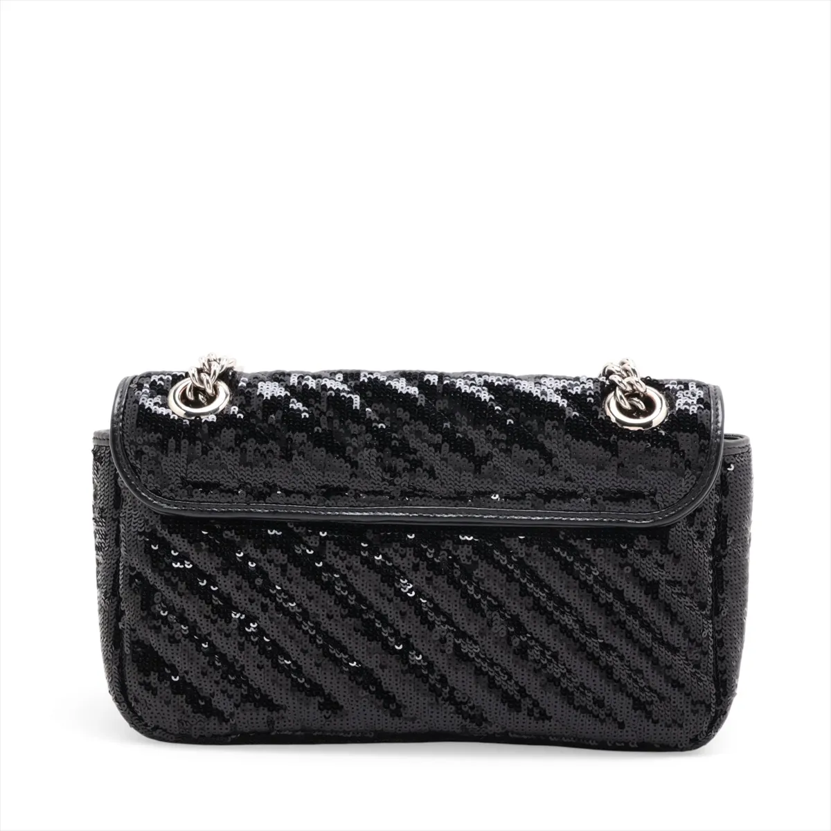 GG Marmont 443497 Sequin and Leather Chain Shoulder Bag, Black — view 2