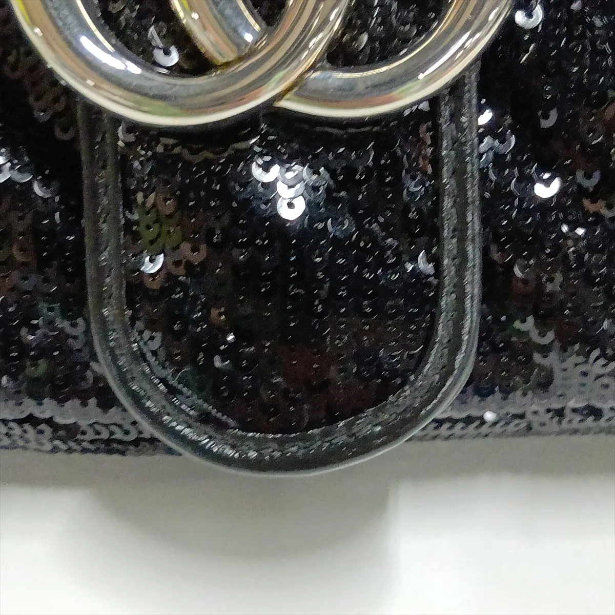 GG Marmont 443497 Sequin and Leather Chain Shoulder Bag, Black — view 14