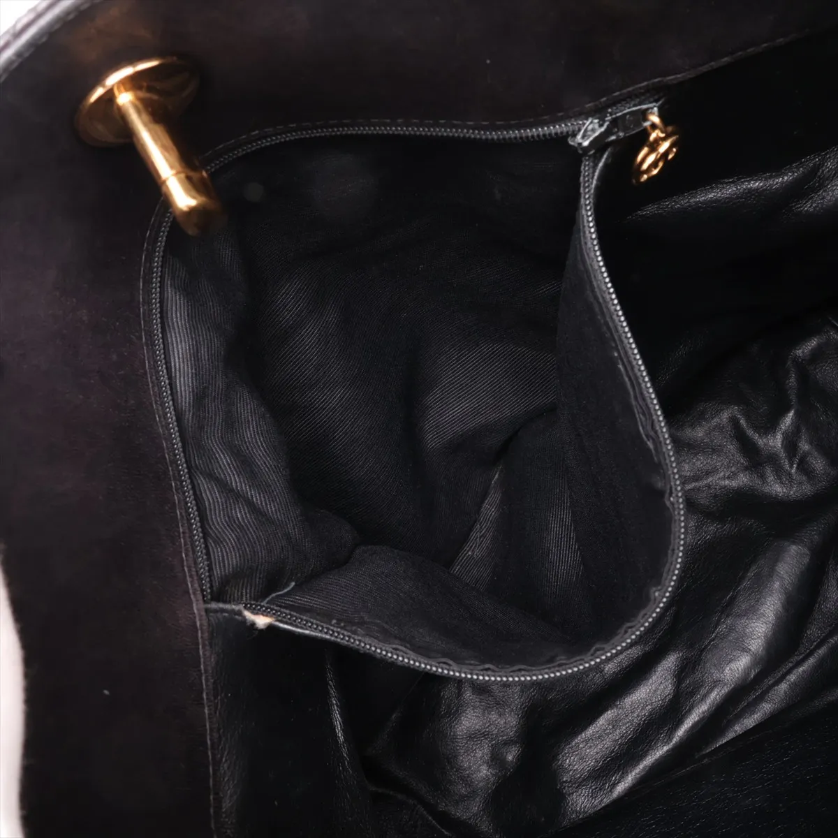 Matelassé Lambskin Chain Shoulder Bag, Black with Gold Hardware — view 7