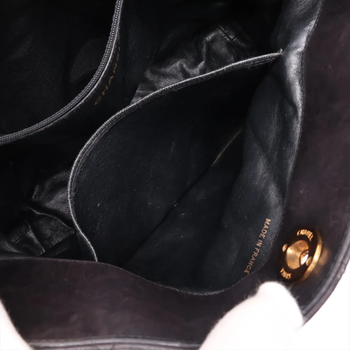 Matelassé Lambskin Chain Shoulder Bag, Black with Gold Hardware — view 8