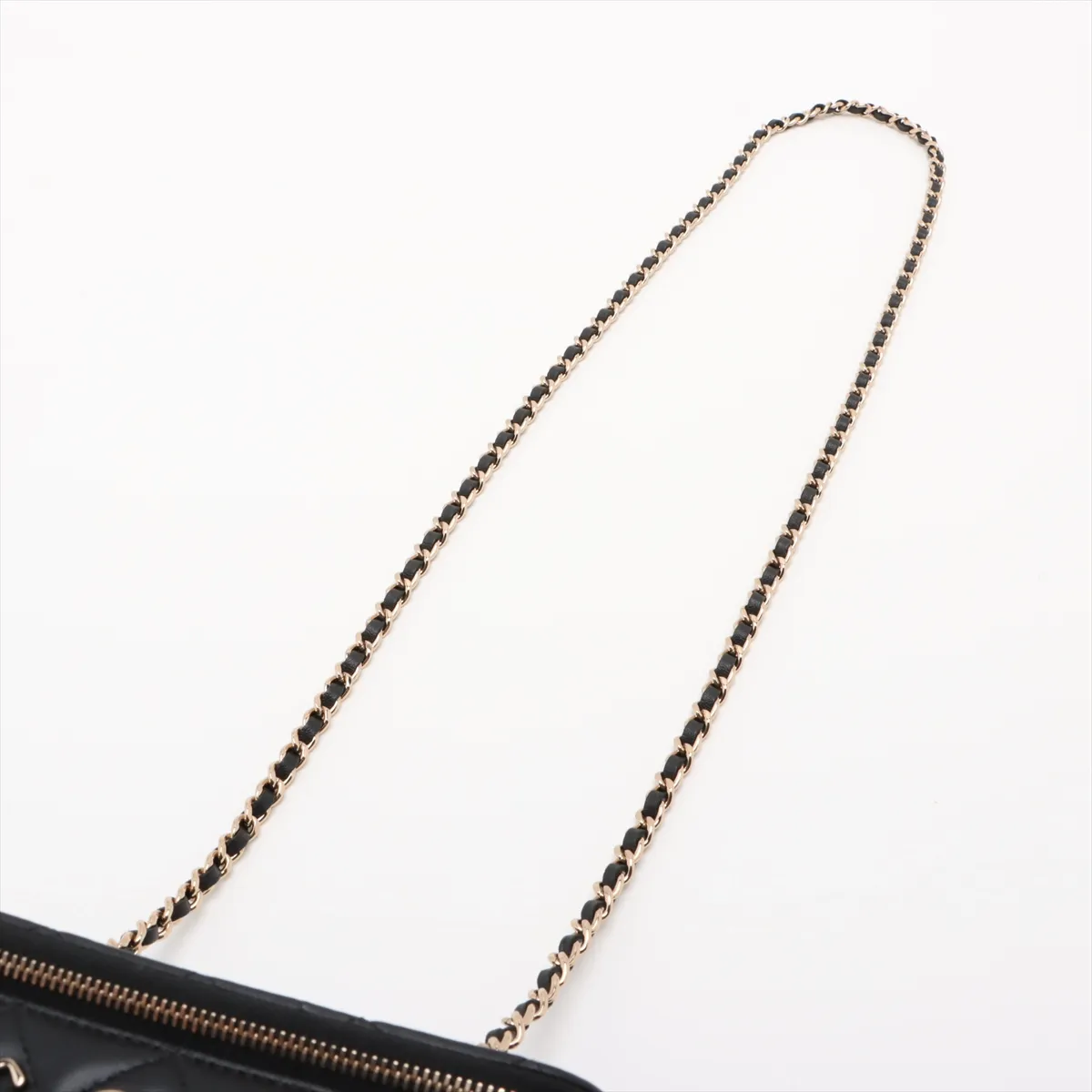 Matelasse Lambskin Chain Shoulder Bag Vanity Black Gold Hardware T5E0C651 Random Serial — view 5