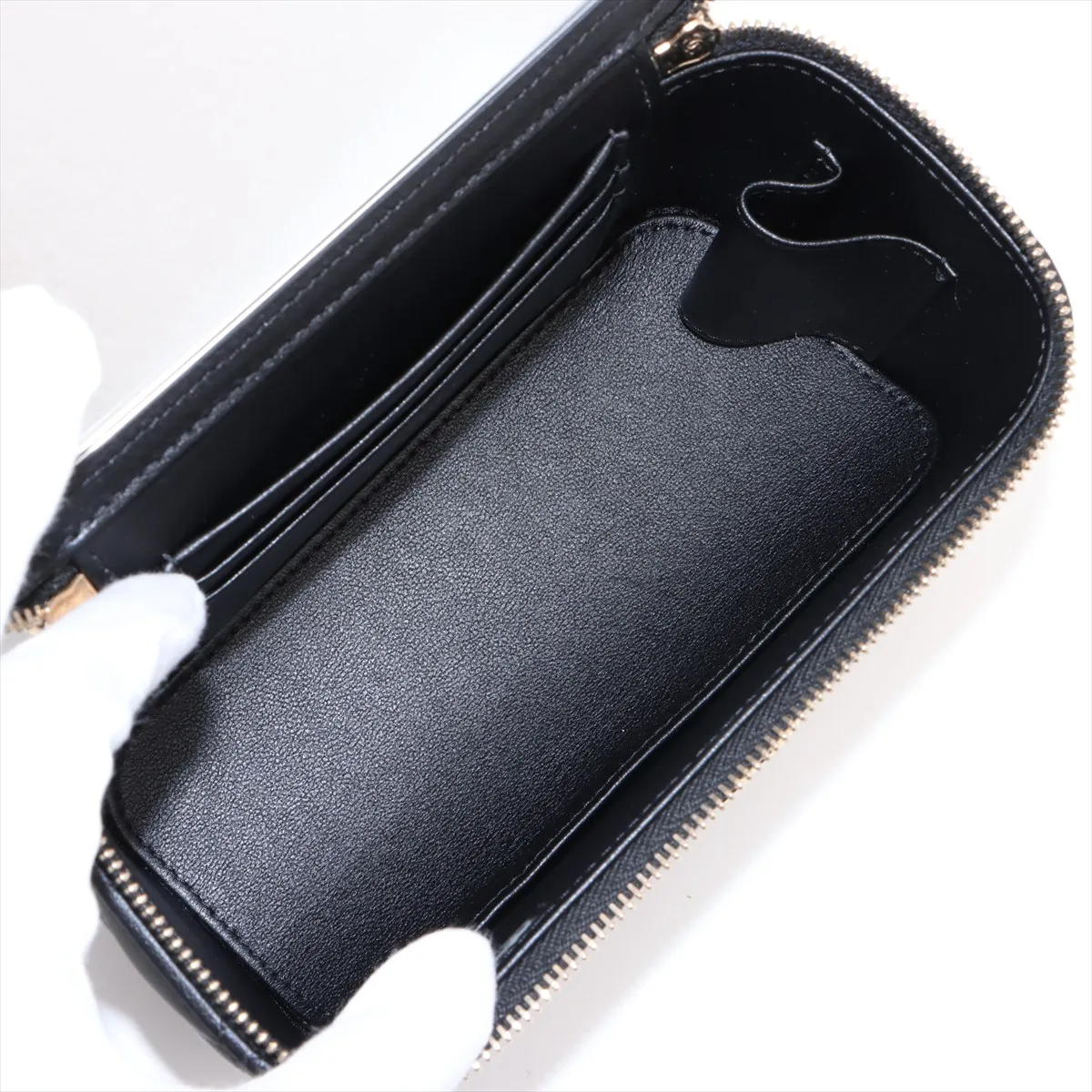Matelasse Lambskin Chain Shoulder Bag Vanity Black Gold Hardware T5E0C651 Random Serial — view 6