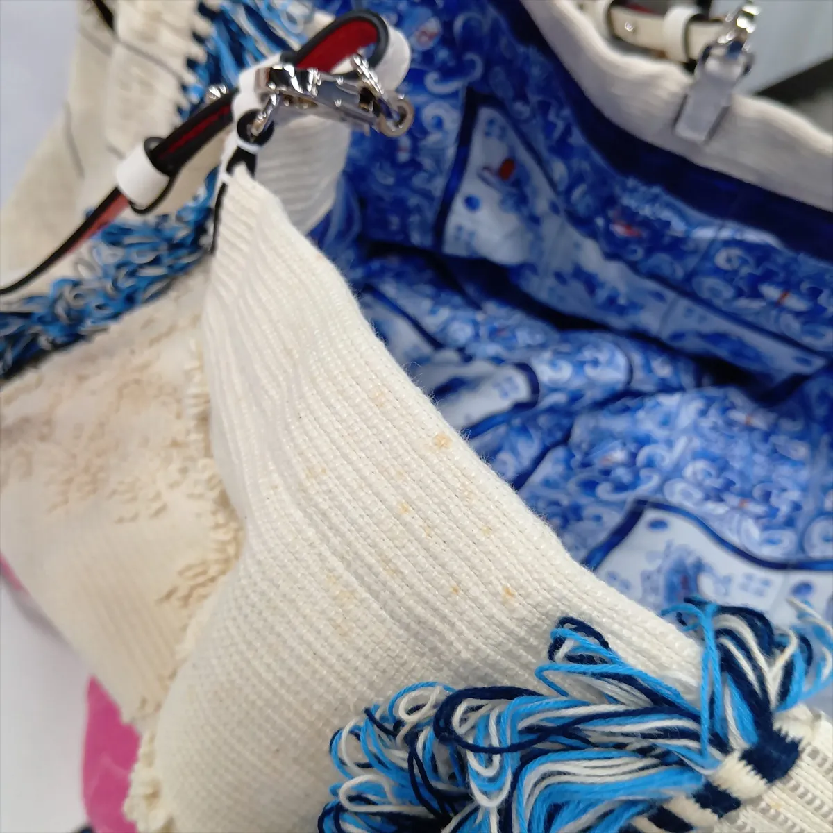 Porte Gabbana Canvas x Leather 2-Way Tote Bag, Multicolor — view 13