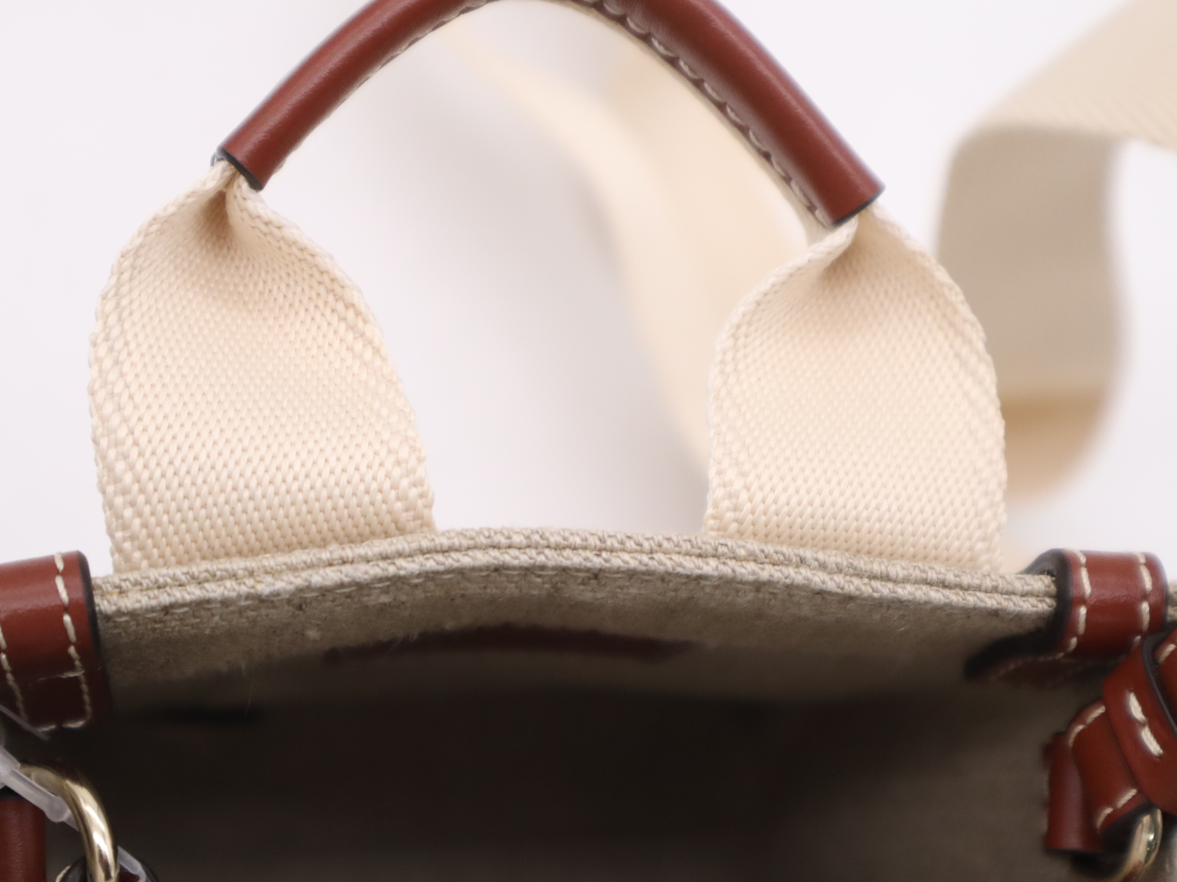 CHC24AP243 I26 Woody North-South Handbag, Beige, Gold Hardware, with Shoulder Strap and Dust Bag. — view 8