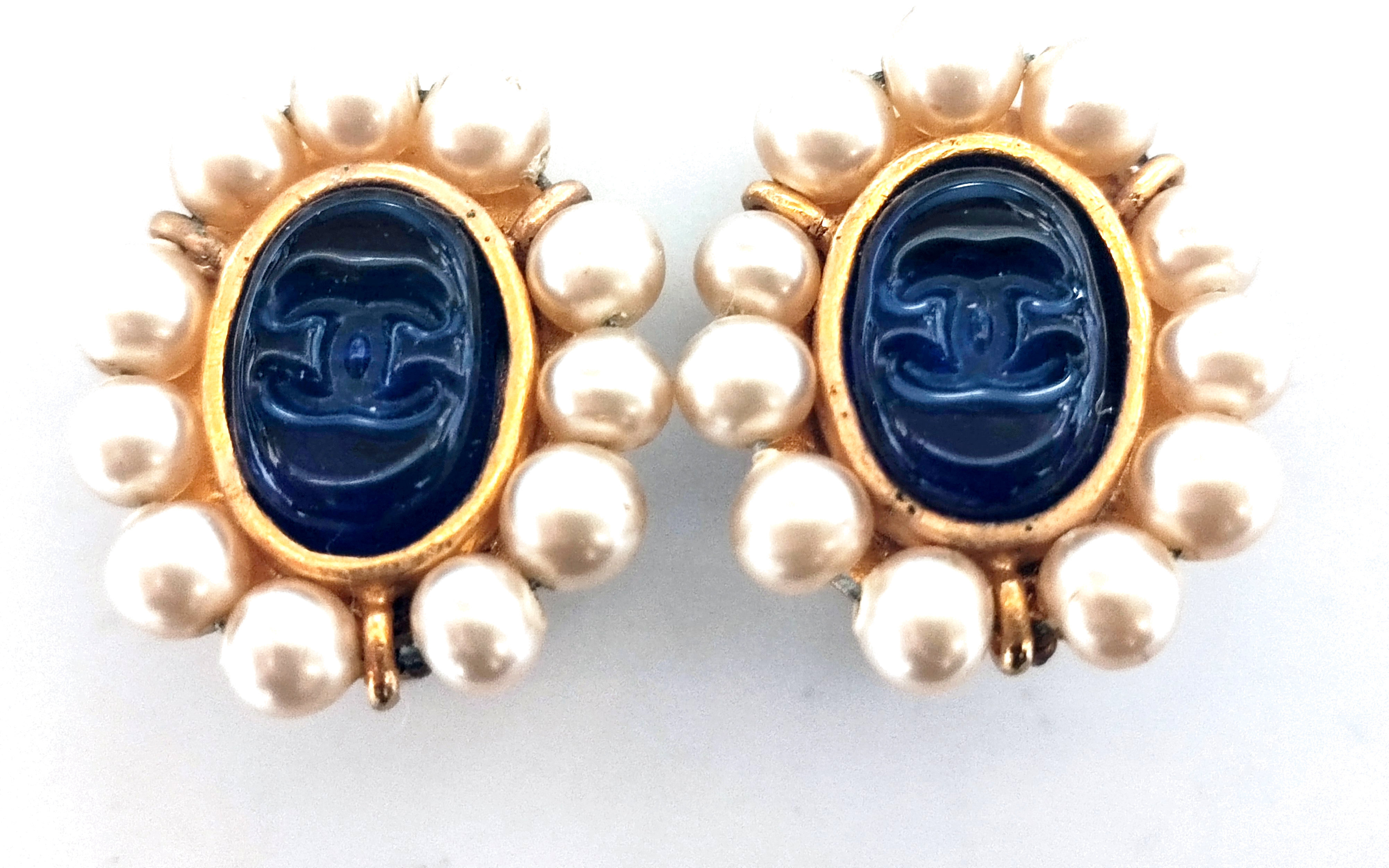 Gripoix Coco Mark Faux Pearl Earrings 94A — view 3