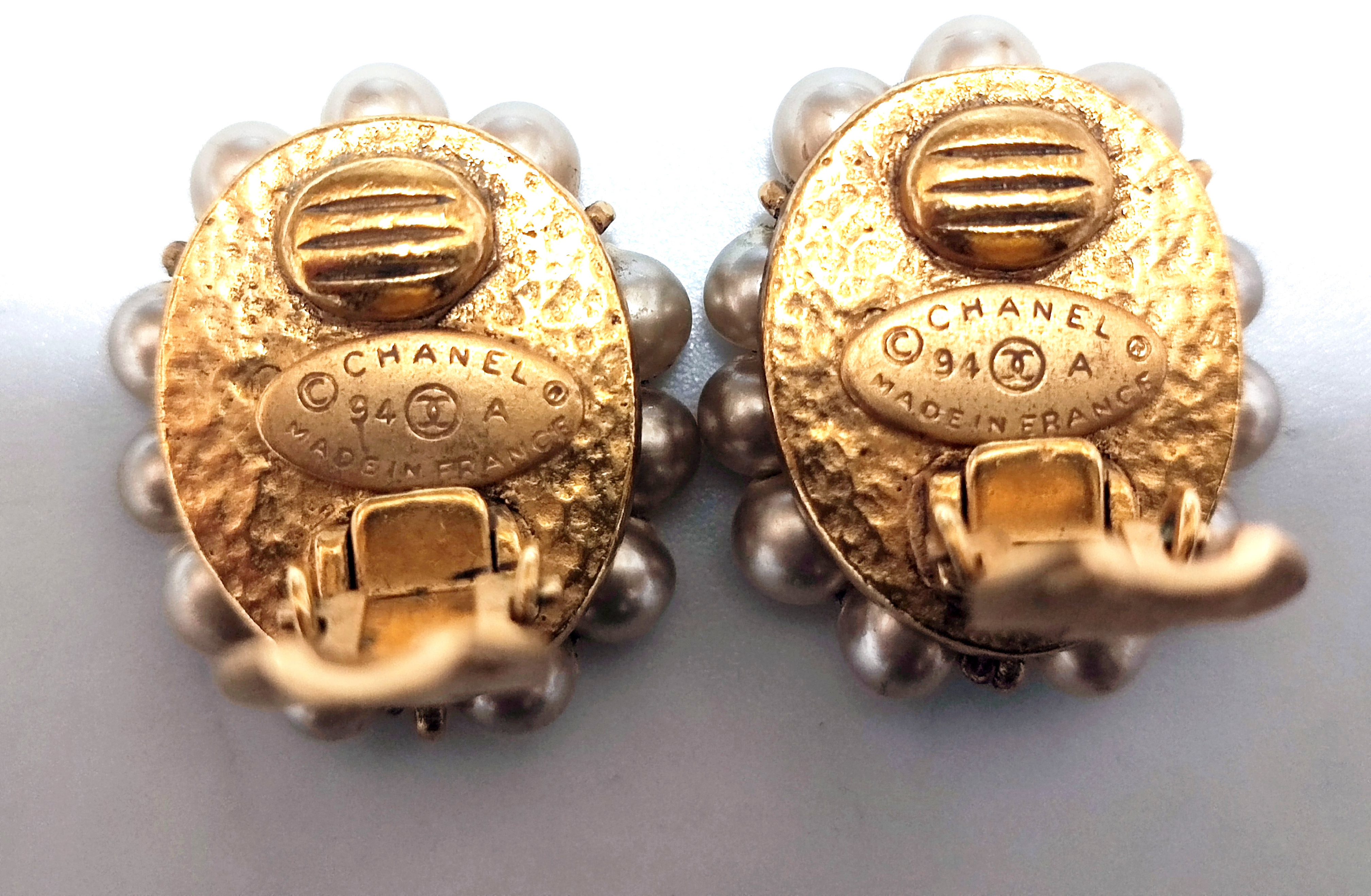 Gripoix Coco Mark Faux Pearl Earrings 94A — view 4