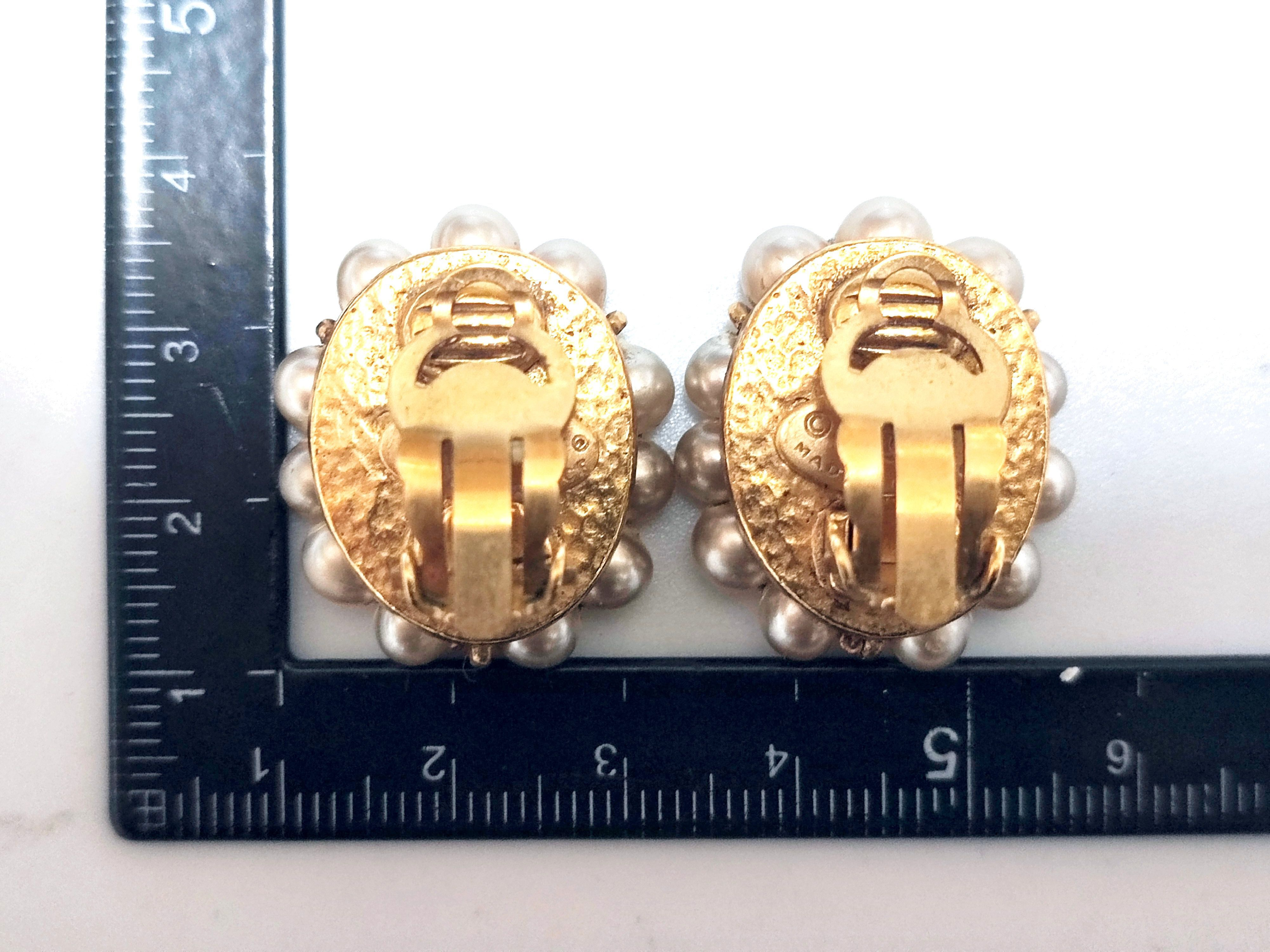 Gripoix Coco Mark Faux Pearl Earrings 94A — view 5