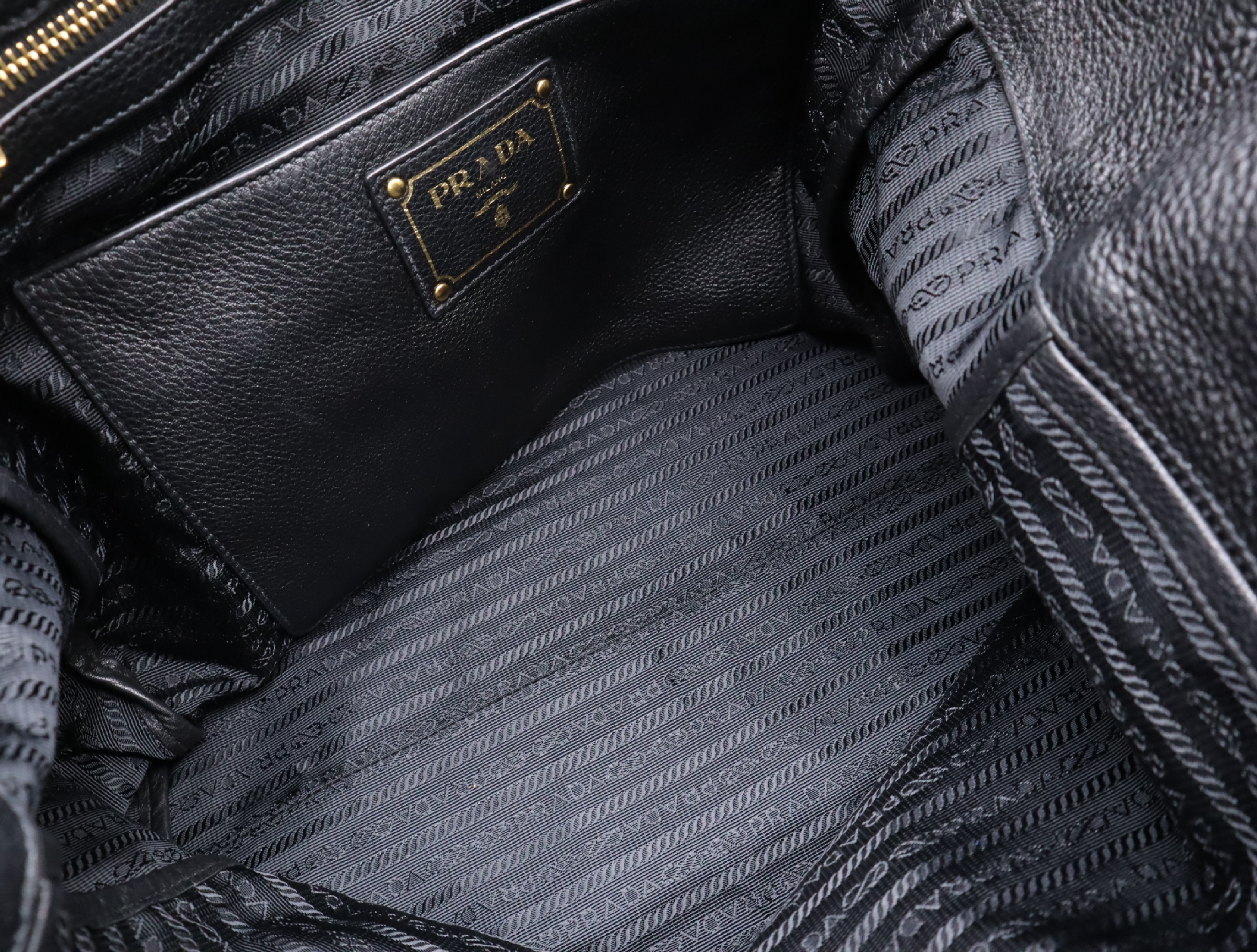 1BG865 Leather Tote Bag, Black with Gold Hardware, Includes Shoulder Strap, Name Tag, Card, and Dust Bag. — view 14