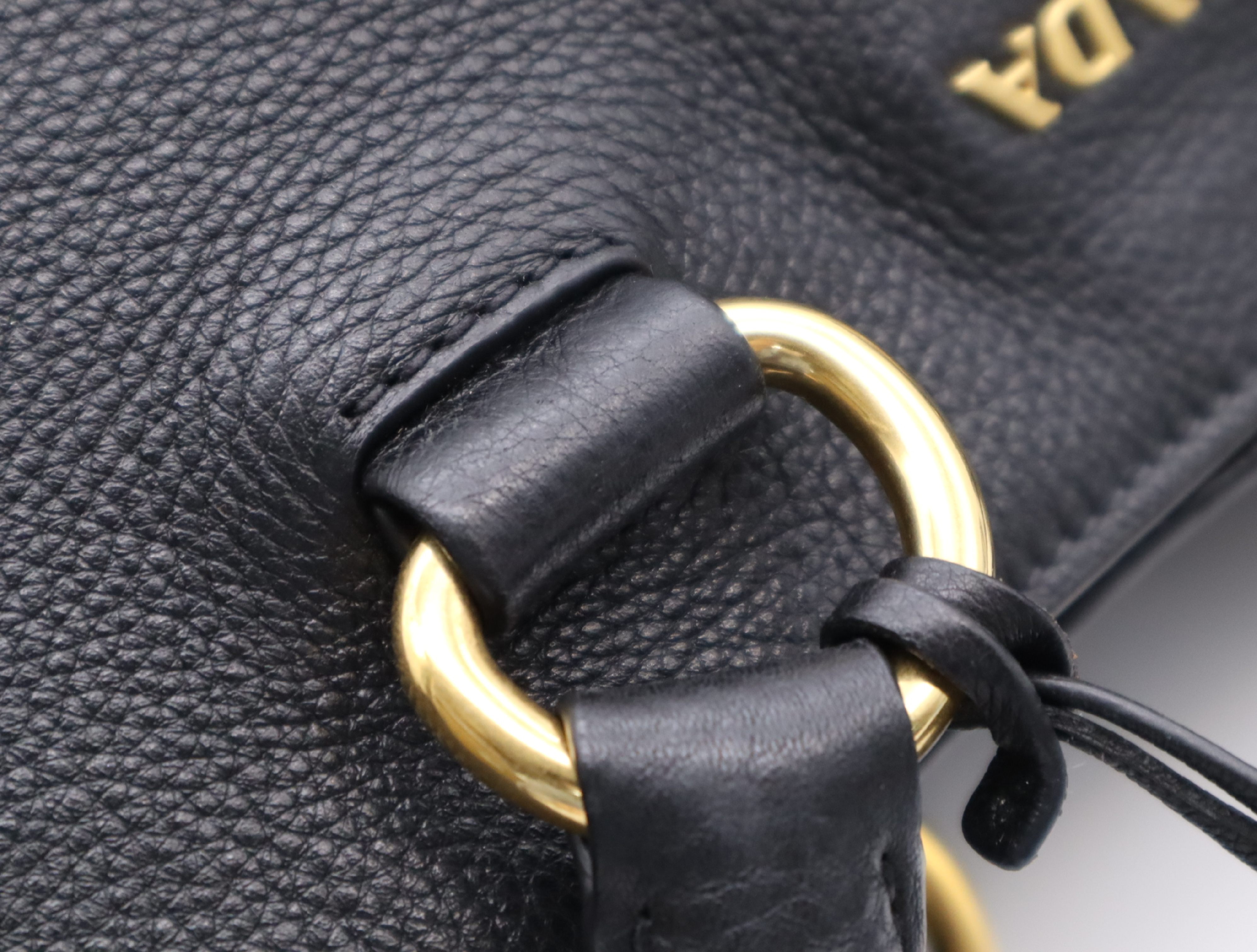 1BG865 Leather Tote Bag, Black with Gold Hardware, Includes Shoulder Strap, Name Tag, Card, and Dust Bag. — view 9