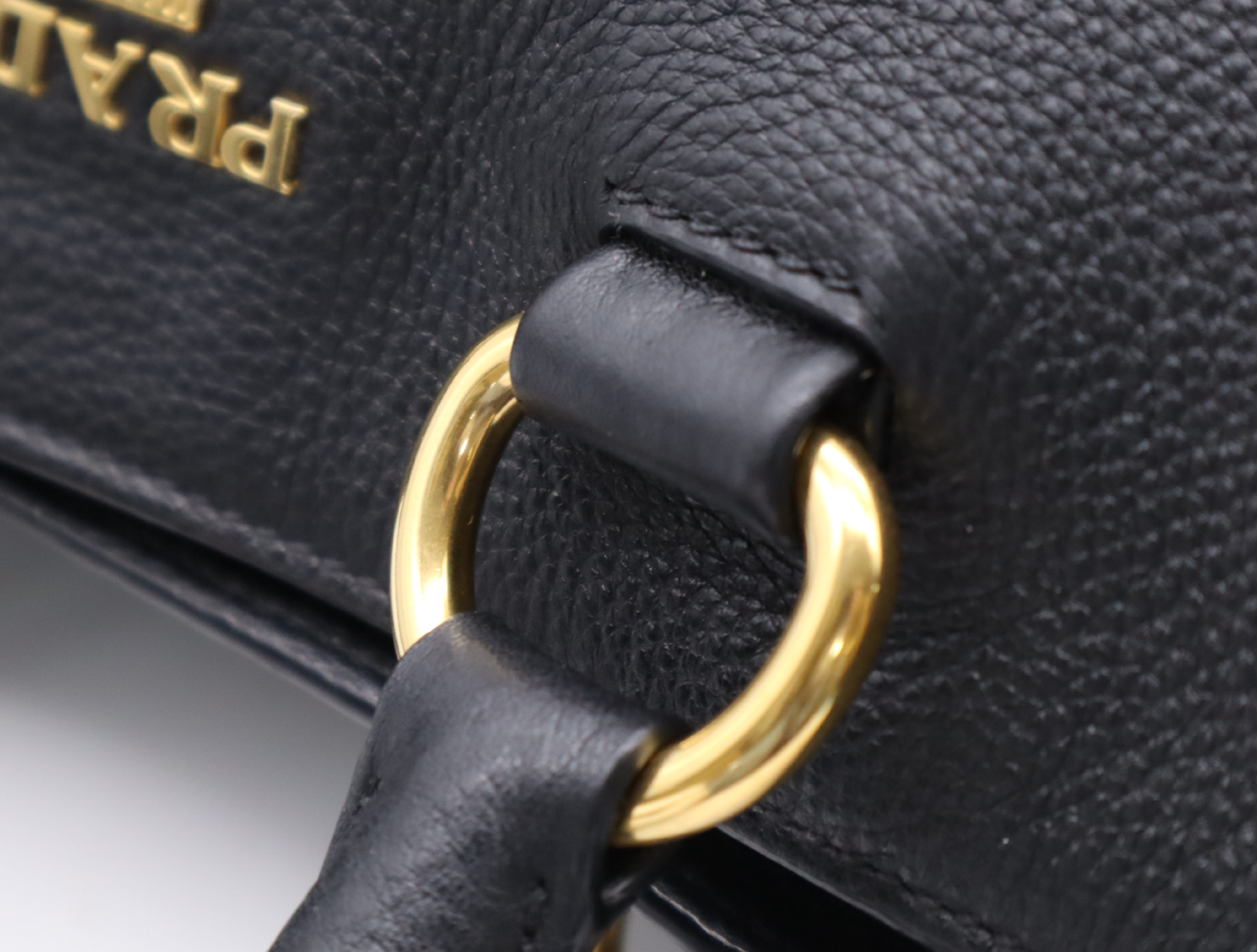 1BG865 Leather Tote Bag, Black with Gold Hardware, Includes Shoulder Strap, Name Tag, Card, and Dust Bag. — view 10
