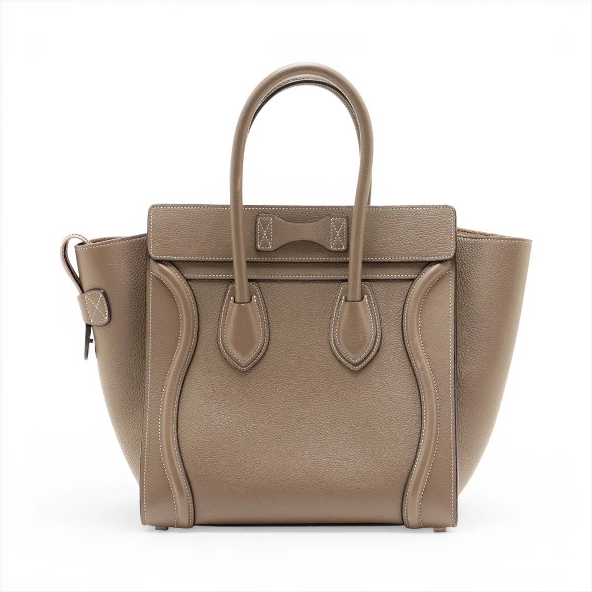 Luggage Micro Shopper Leather Handbag, Greige — view 2