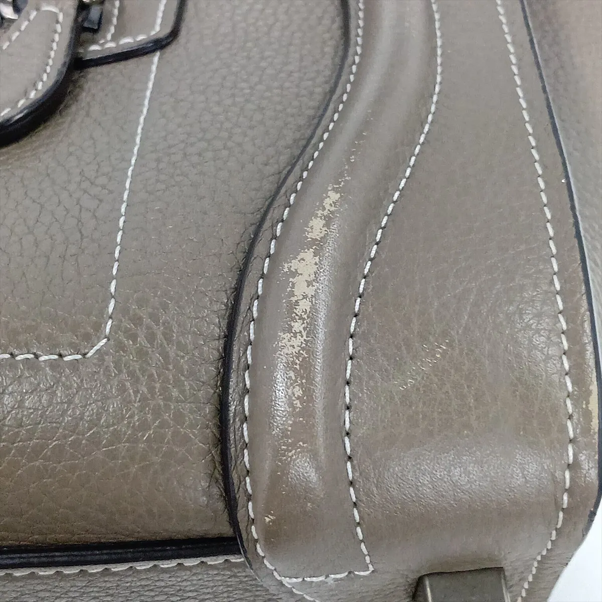 Luggage Micro Shopper Leather Handbag, Greige — view 13