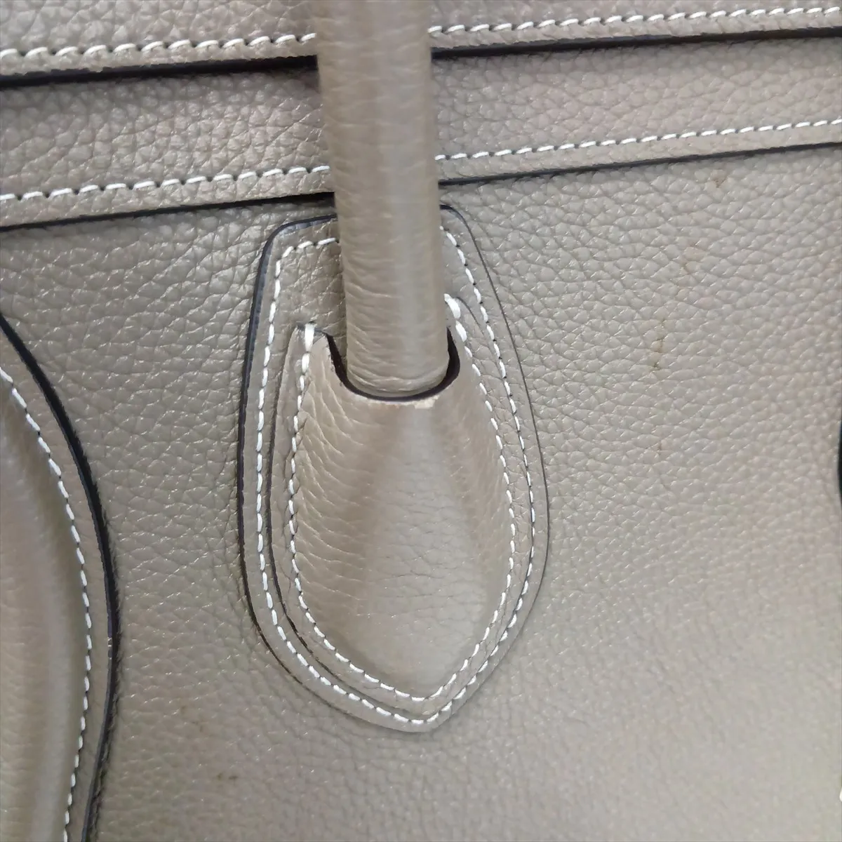 Luggage Micro Shopper Leather Handbag, Greige — view 15
