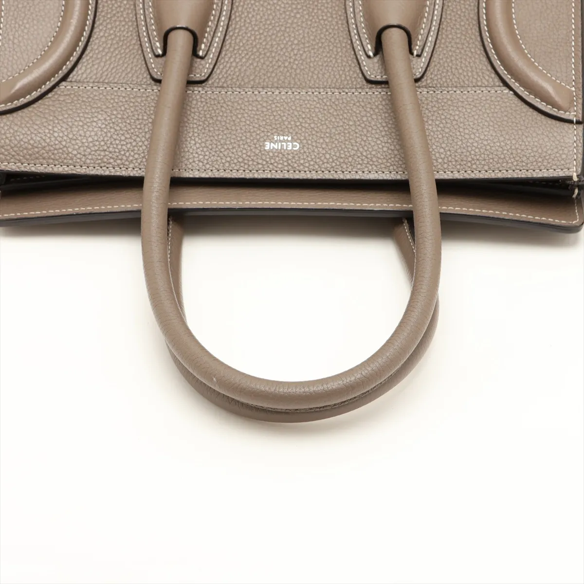 Luggage Micro Shopper Leather Handbag, Greige — view 5
