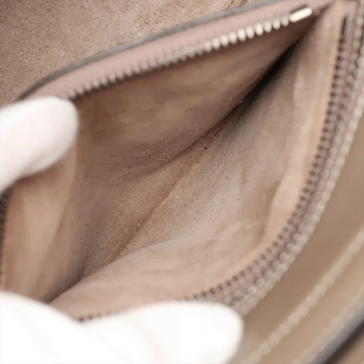 Luggage Micro Shopper Leather Handbag, Greige — view 8