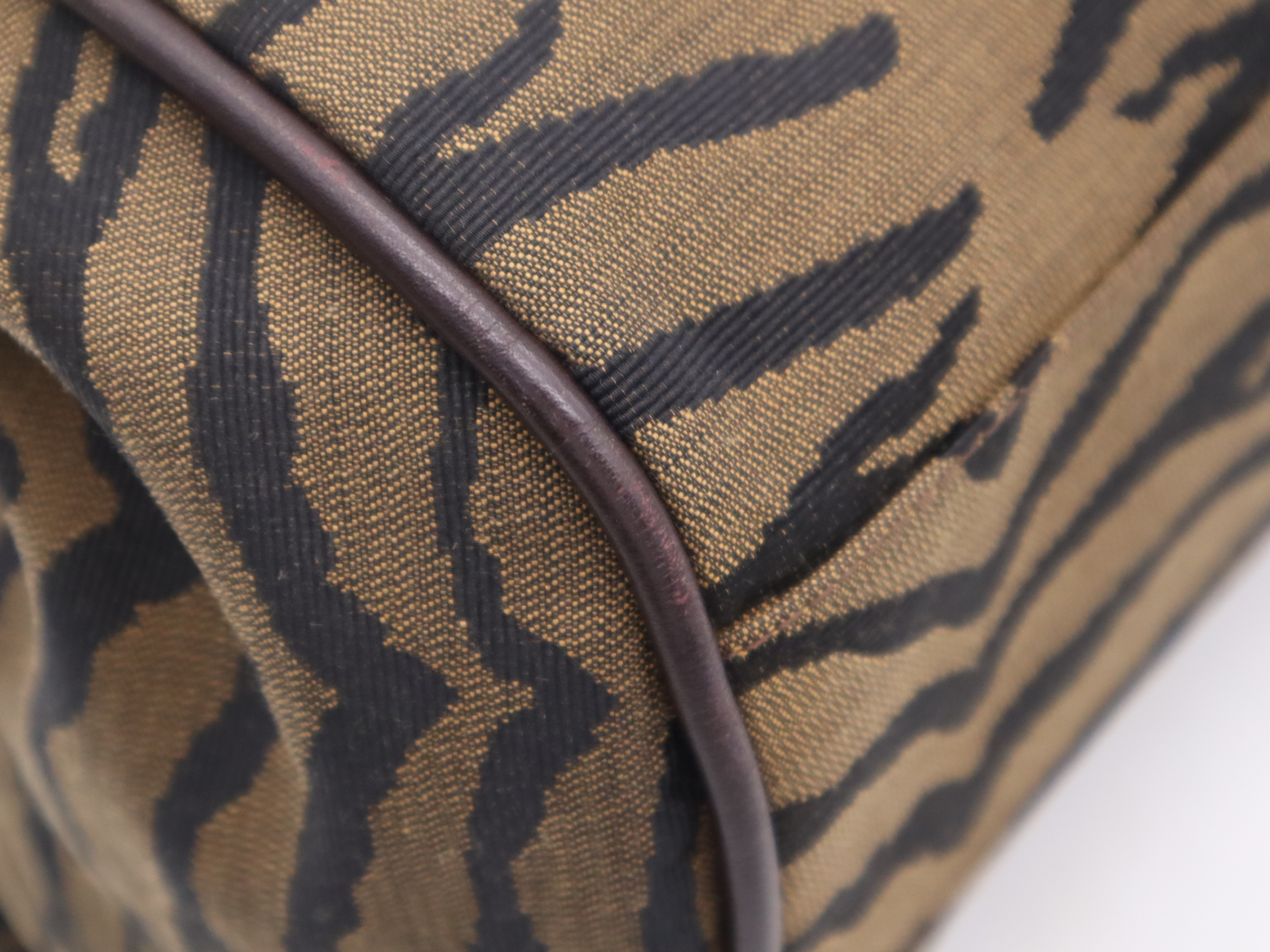 Canvas Zucca Shoulder Bag, Brown, Silver Hardware, with Charm — view 10