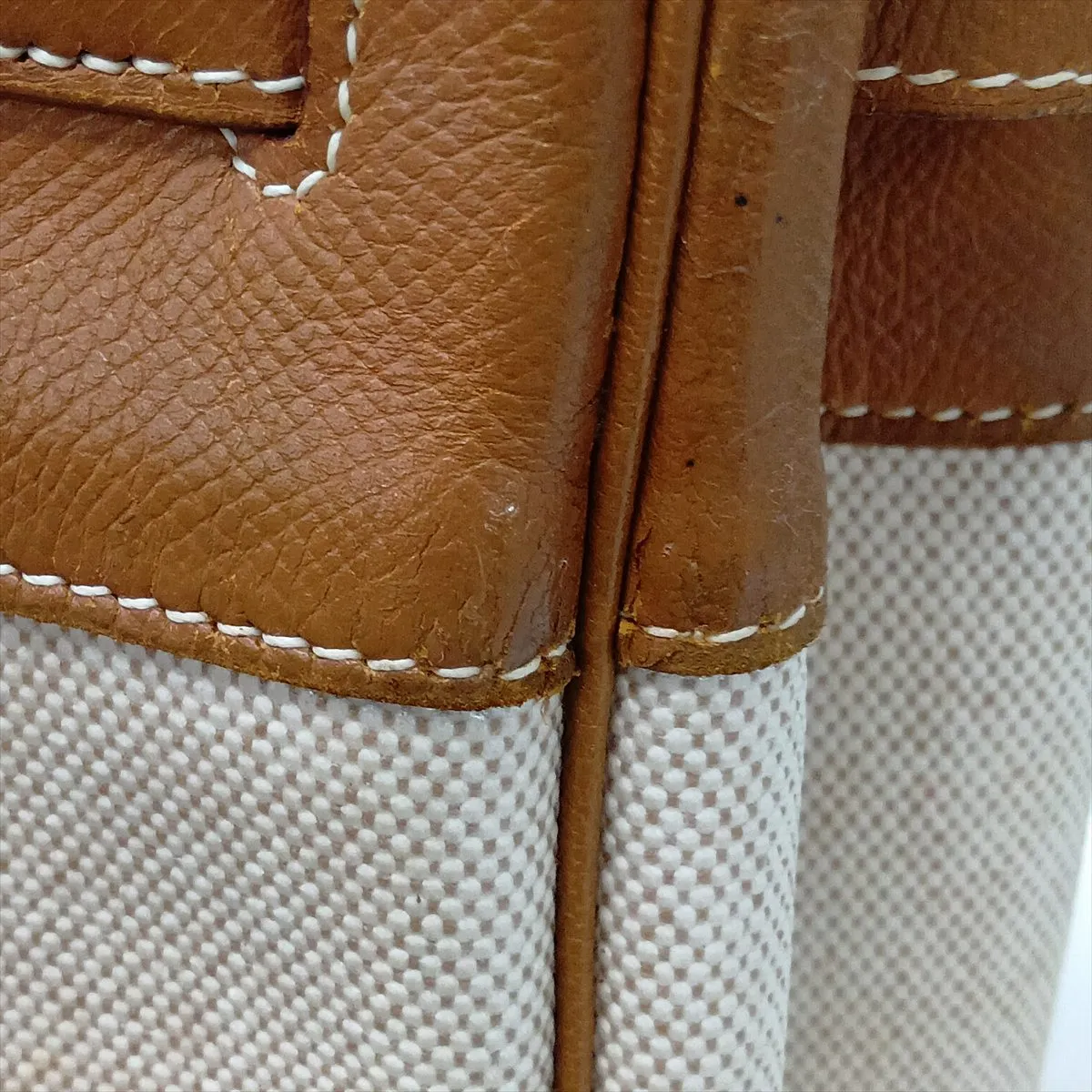 [Individually packaged] Hermes Birkin 35 Letournée Toile H x Courchevel Beige x Gold hardware B: 1998 — view 12