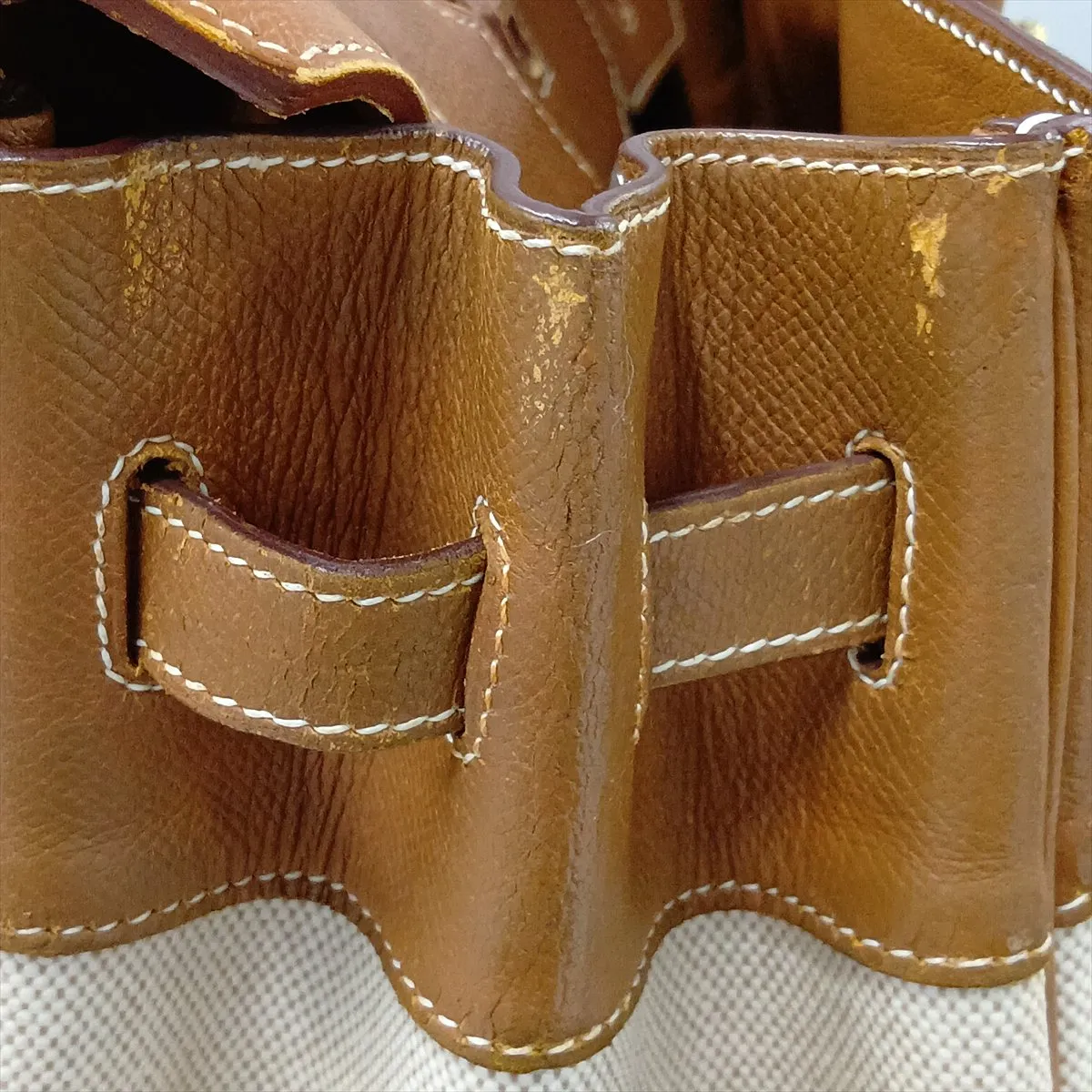 [Individually packaged] Hermes Birkin 35 Letournée Toile H x Courchevel Beige x Gold hardware B: 1998 — view 15