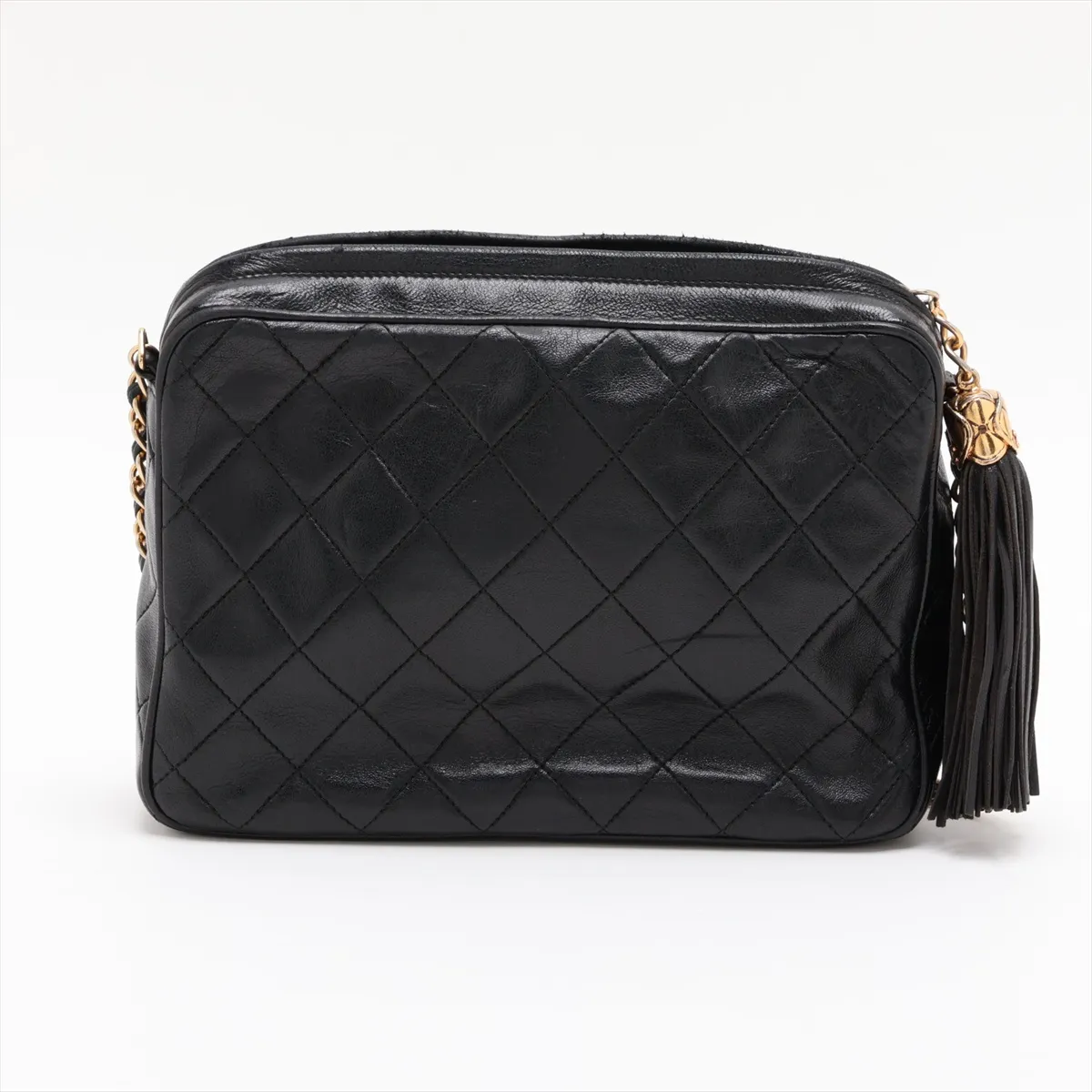 Matelassé Lambskin Chain Shoulder Bag with Fringe, Black with Gold Hardware, Item Number 1290836 (Serial Number 1), Aftermarket Repairs. — view 2