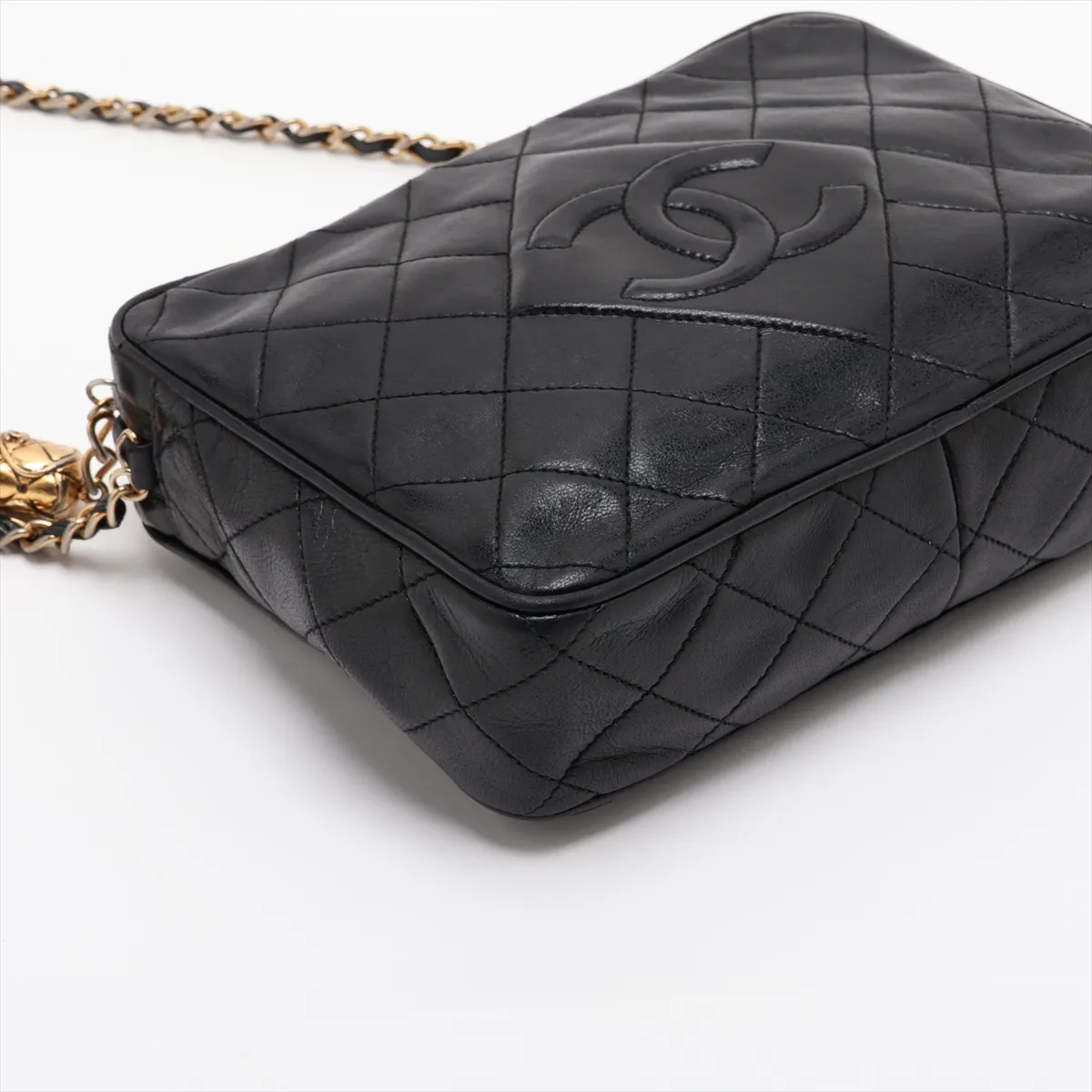 Matelassé Lambskin Chain Shoulder Bag with Fringe, Black with Gold Hardware, Item Number 1290836 (Serial Number 1), Aftermarket Repairs. — view 4